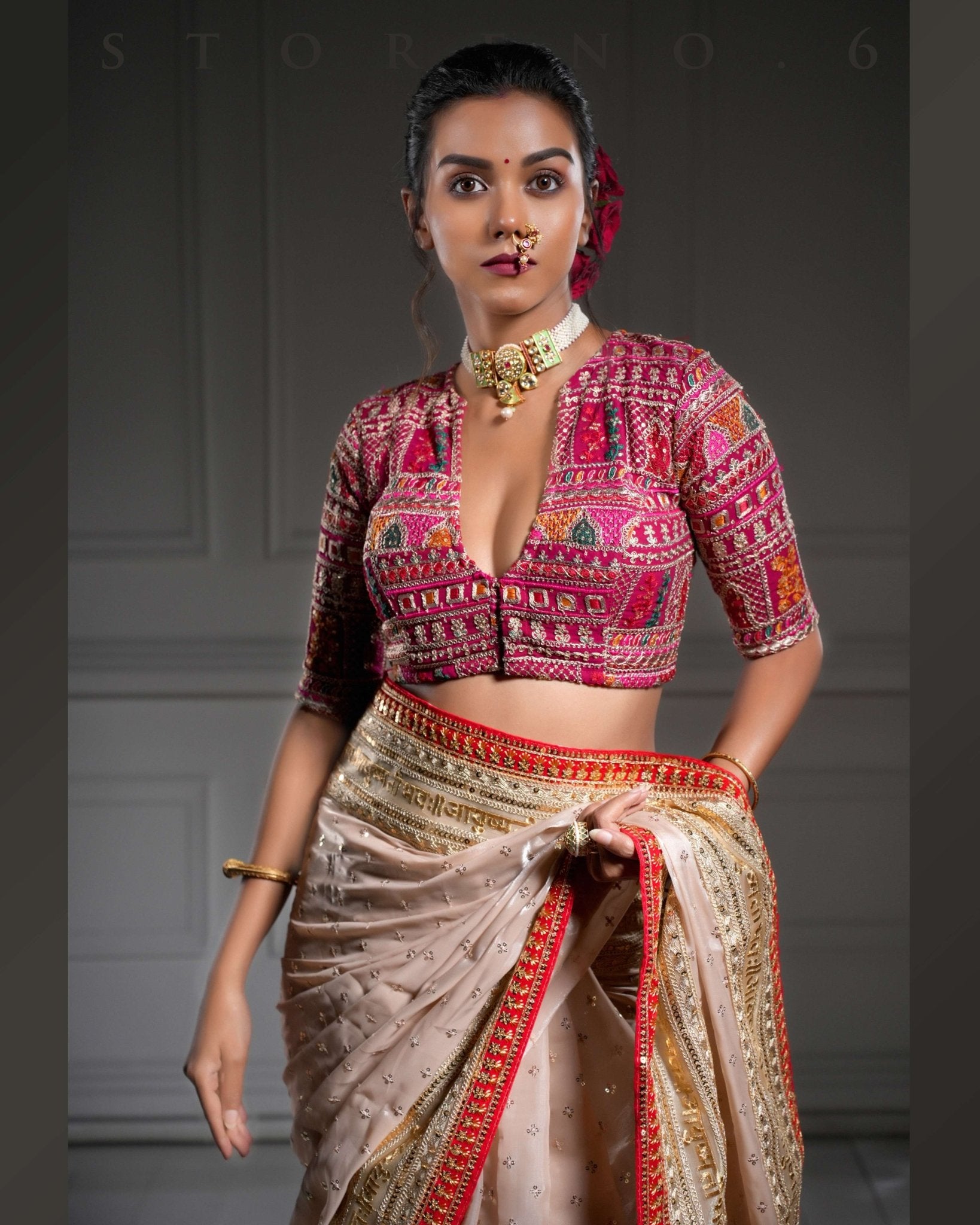 ROYAL SUBTLE QUEEN SAREE WITH SANGRIA SENSATION BLOUSE