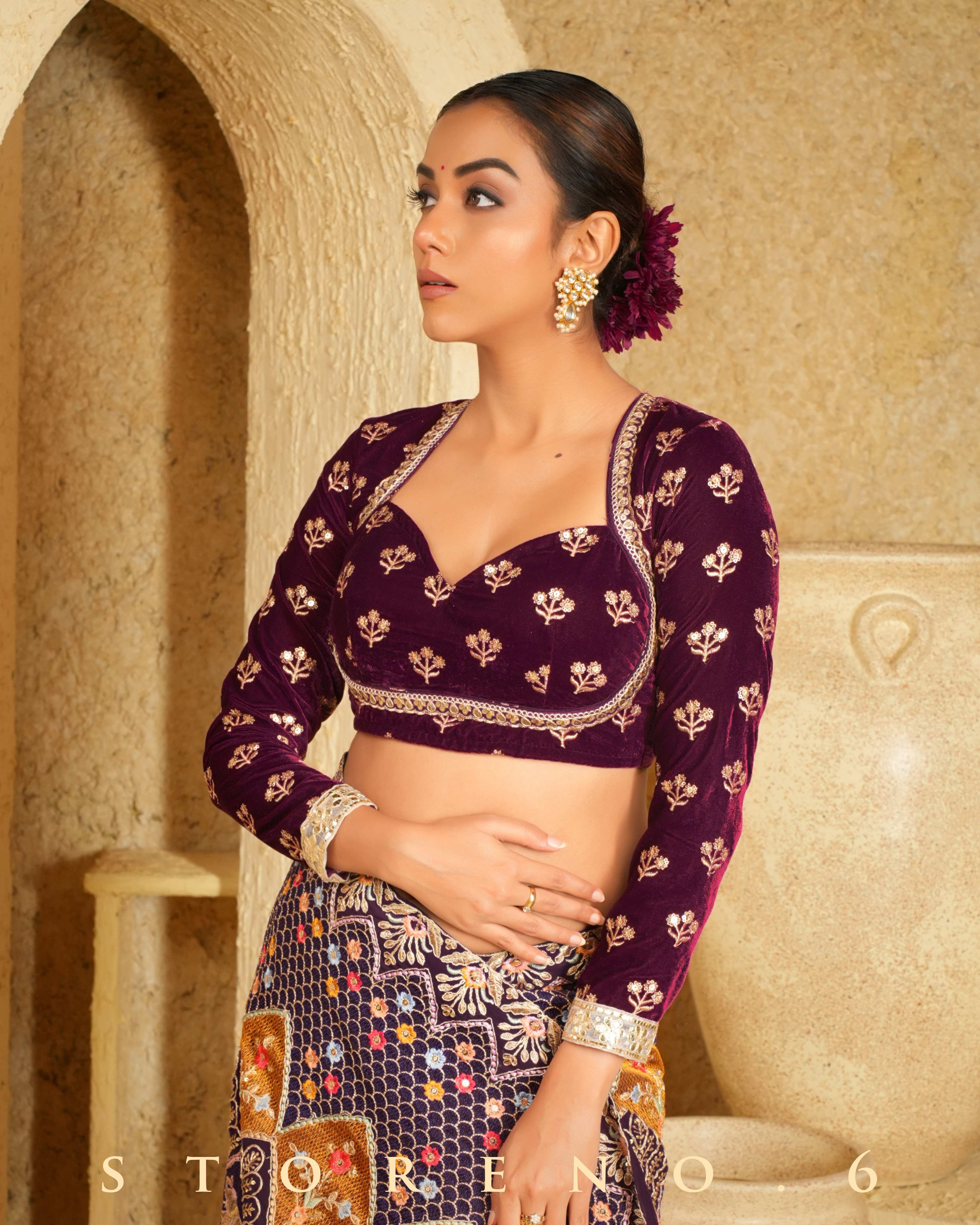 ORCHID OPERA SAREE WITH WINE WHIMSY BLOUSE