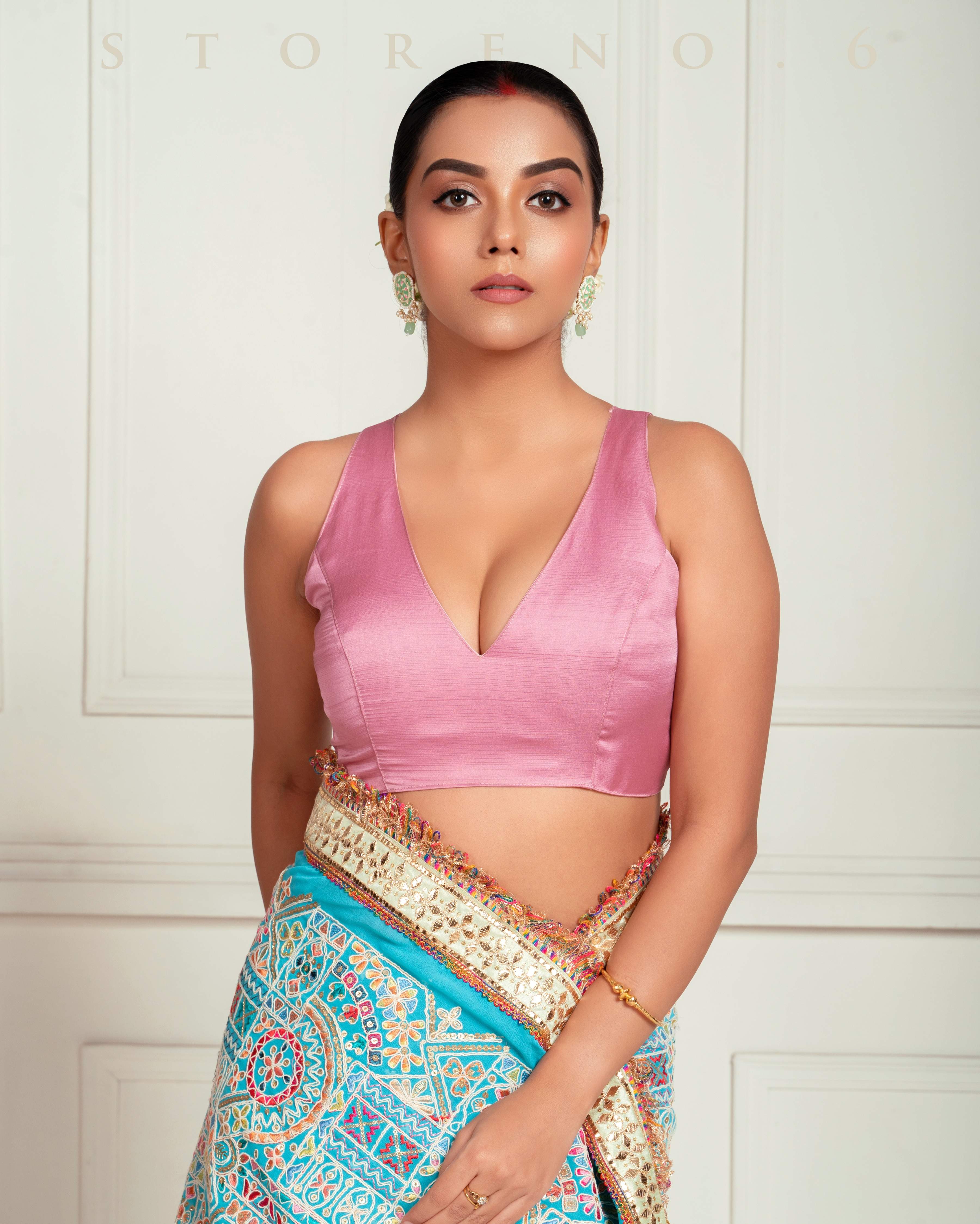 MORNING MIST SAREE WITH MAUVE MELLOW BLOUSE