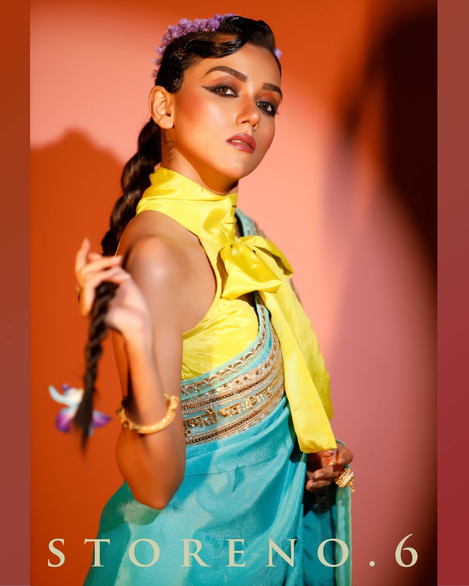 NEON NOSTALGIA CLASSIC BOW COLLARED BLOUSE