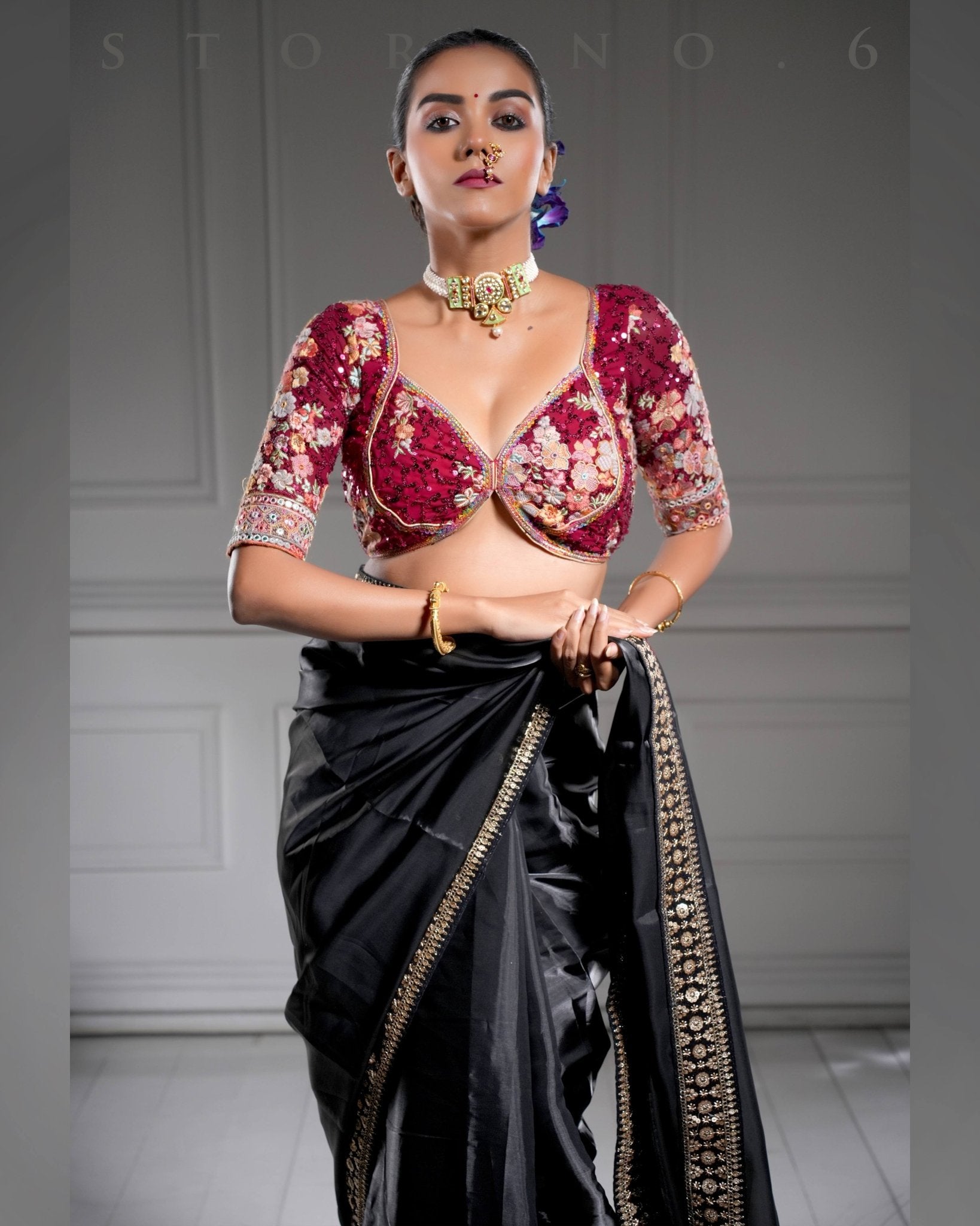NOOR-E-SIAH-X SAREE WITH RAAKT AFSOON BLOUSE