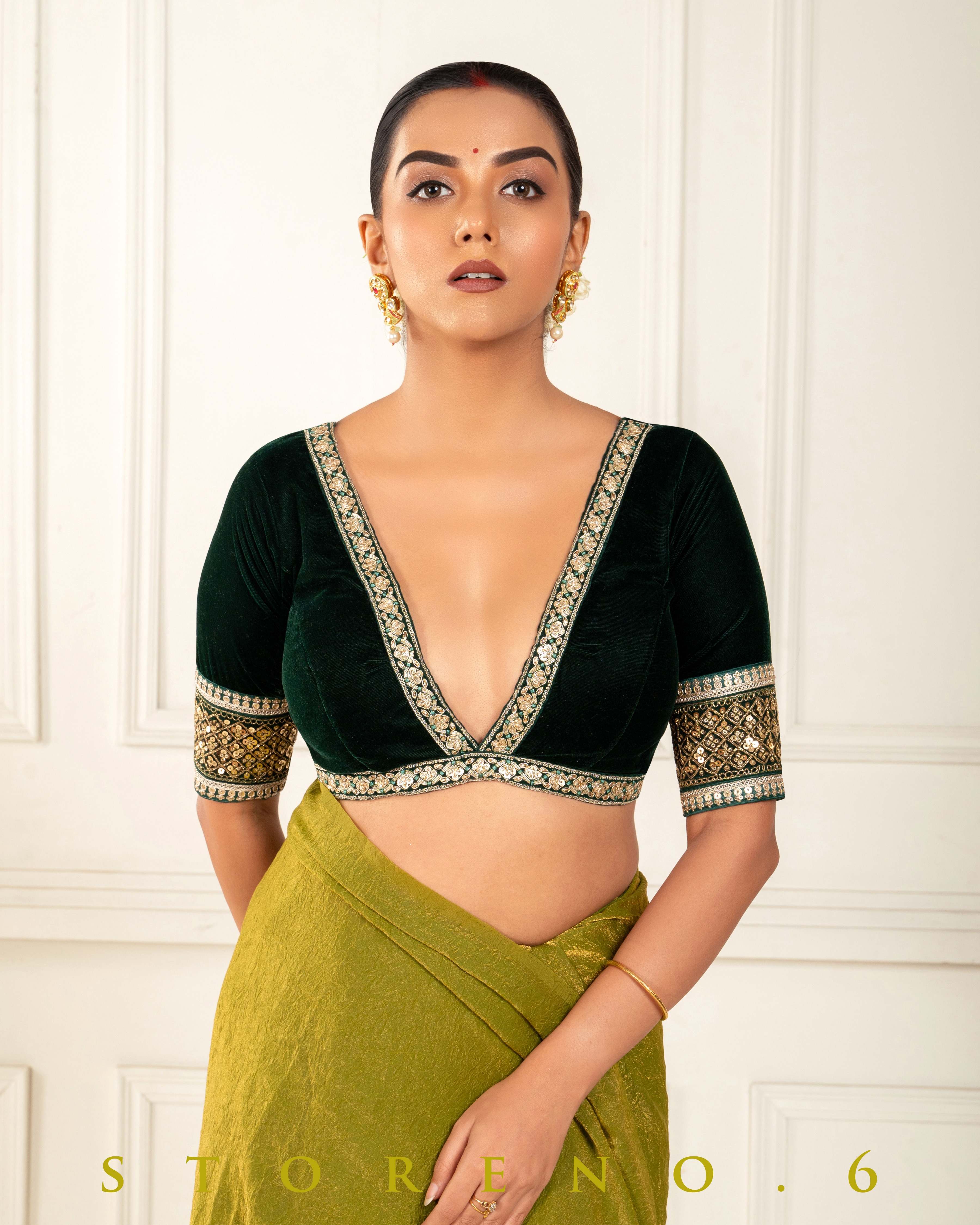 CELEBRITY CHIC SAREE WITH FOREST FIESTA BLOUSE