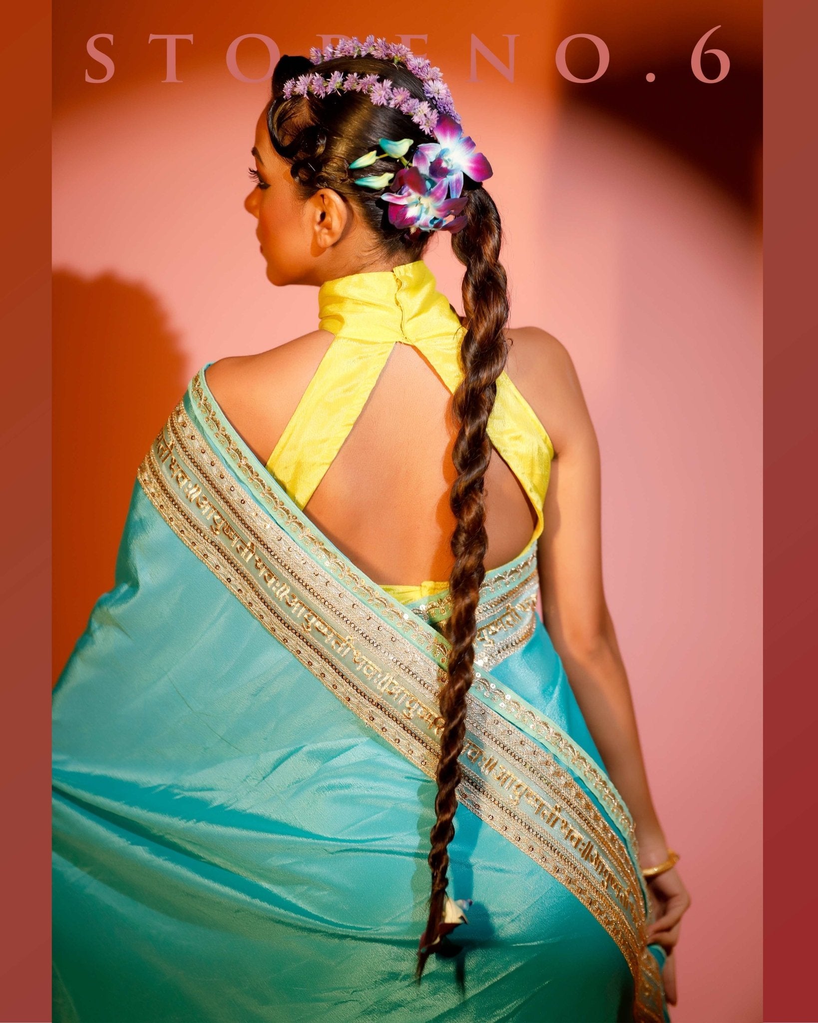 TIMELESS TURQUOISE READY-TO-WEAR SAREE AND BLOUSE SET