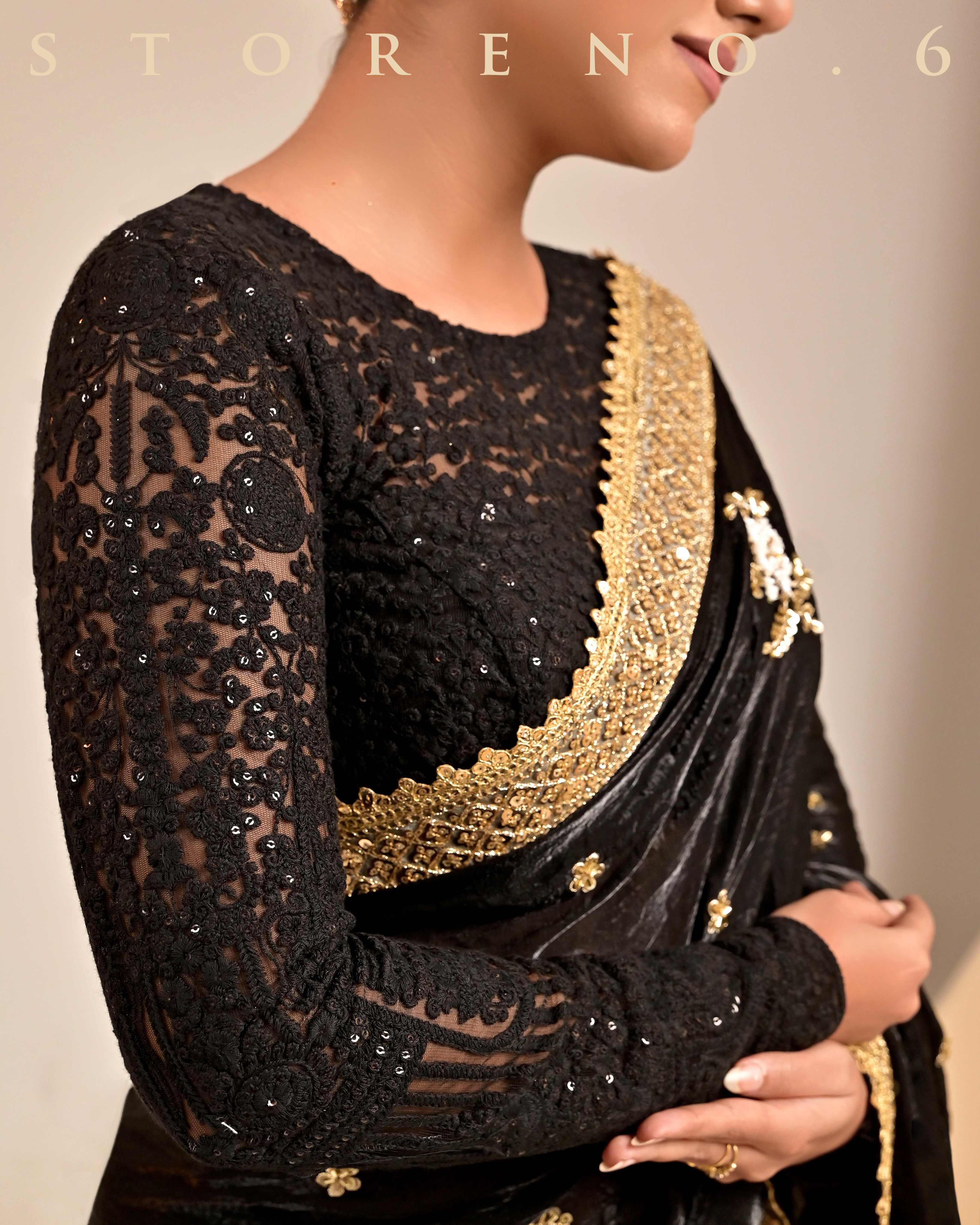 MIDNIGHT MIRACLE SAREE WITH DARK DESIREE BLOUSE