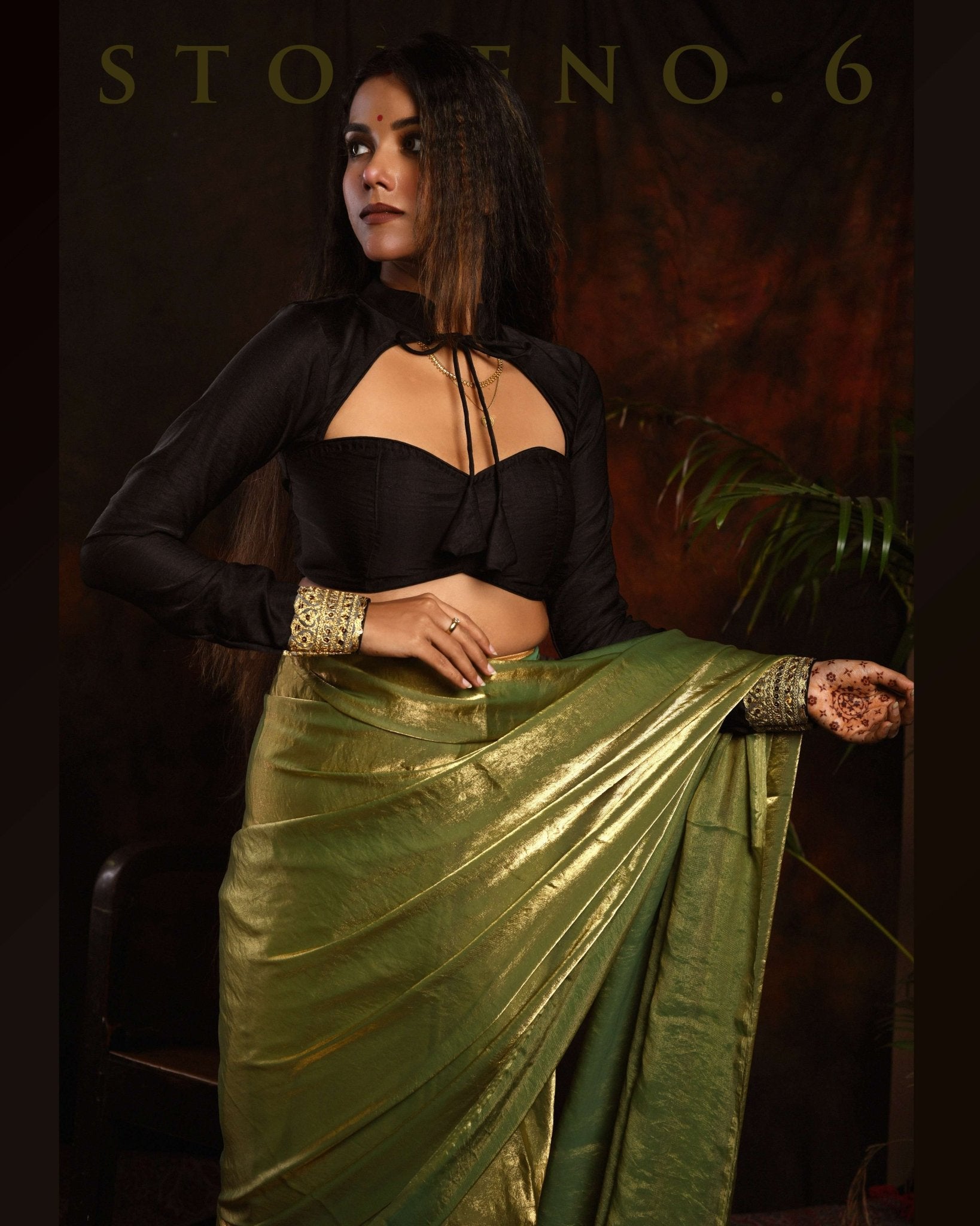 MEADOW WHISPER SAREE WITH 60'S BABE BLOUSE