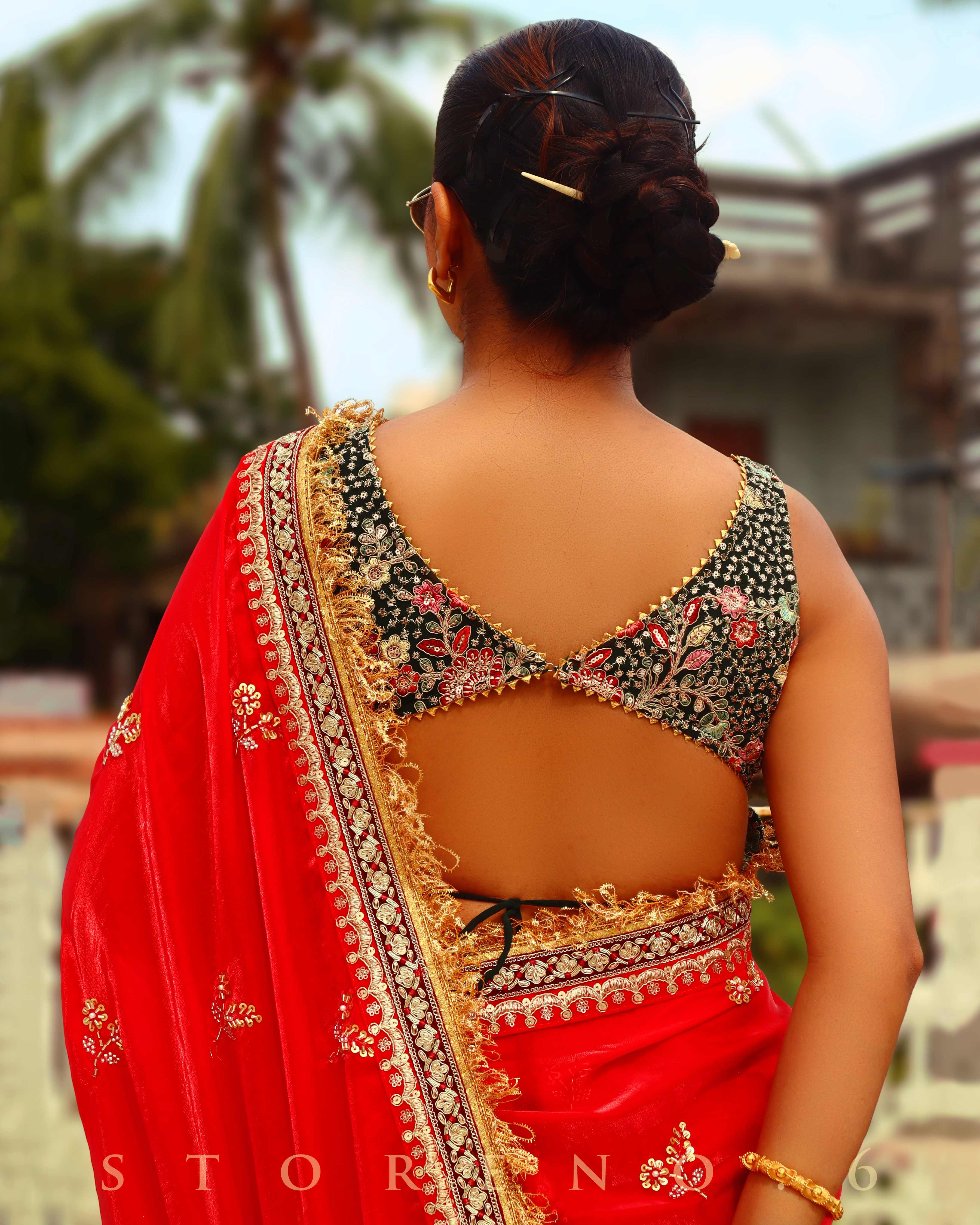 JULY JUBILEE SAREE WITH PINE PARADISE SLEEVELESS BLOUSE