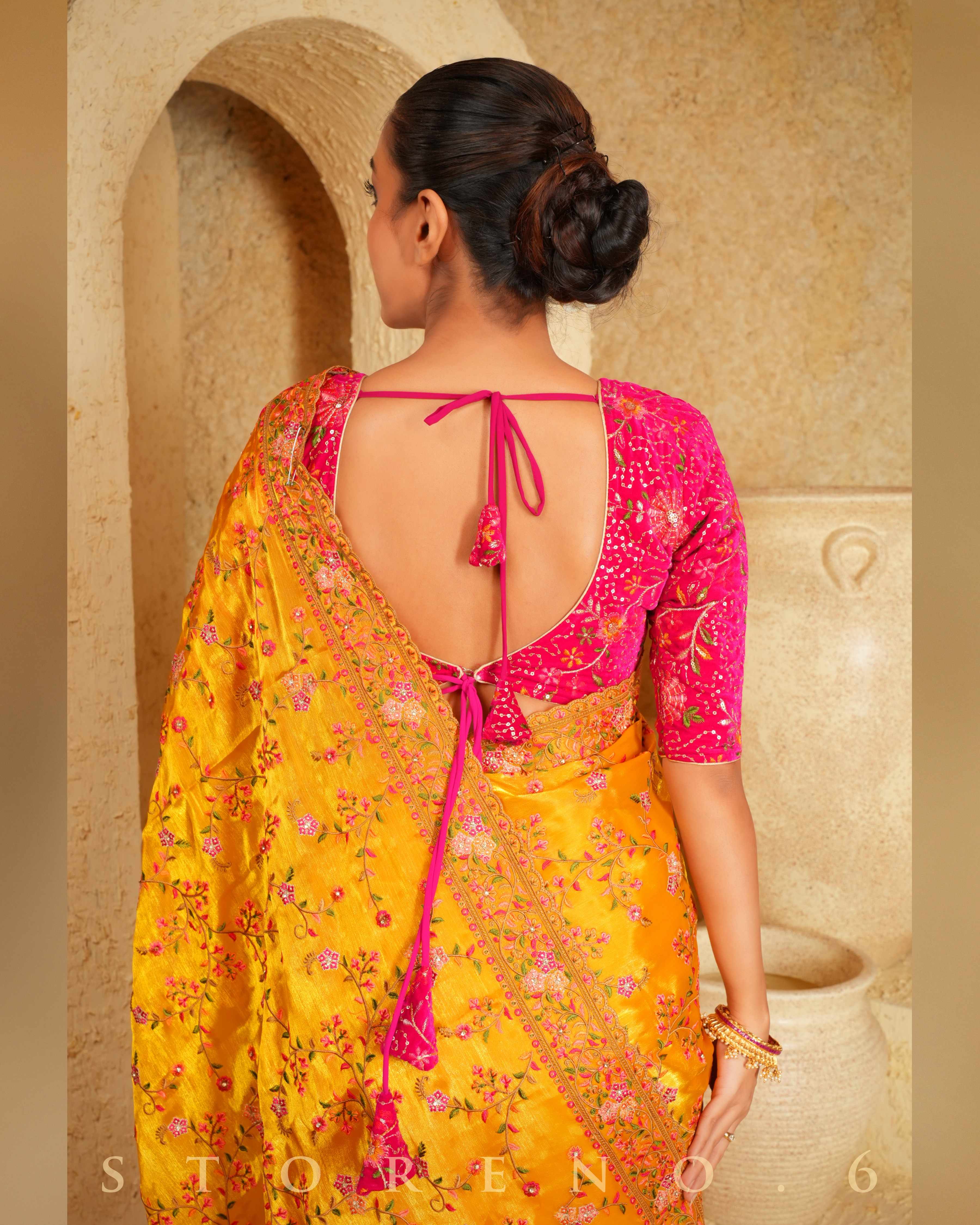 SPRING SURPRISE SAREE WITH BARBIE BLUSH LUXE BLOUSE