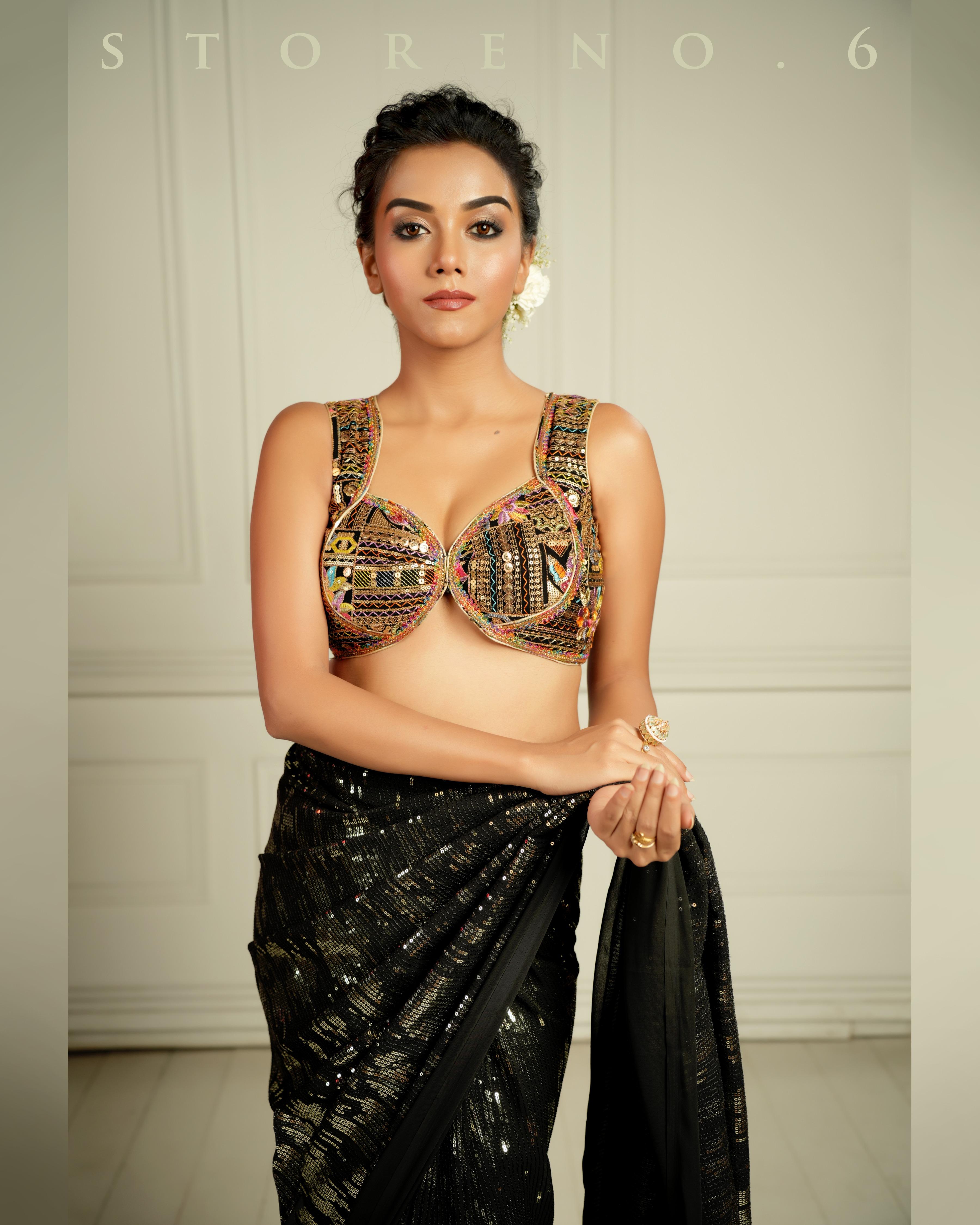 BLACK WIDOW COCKTAIL SAREE WITH SASS OF BLACK BLOUSE