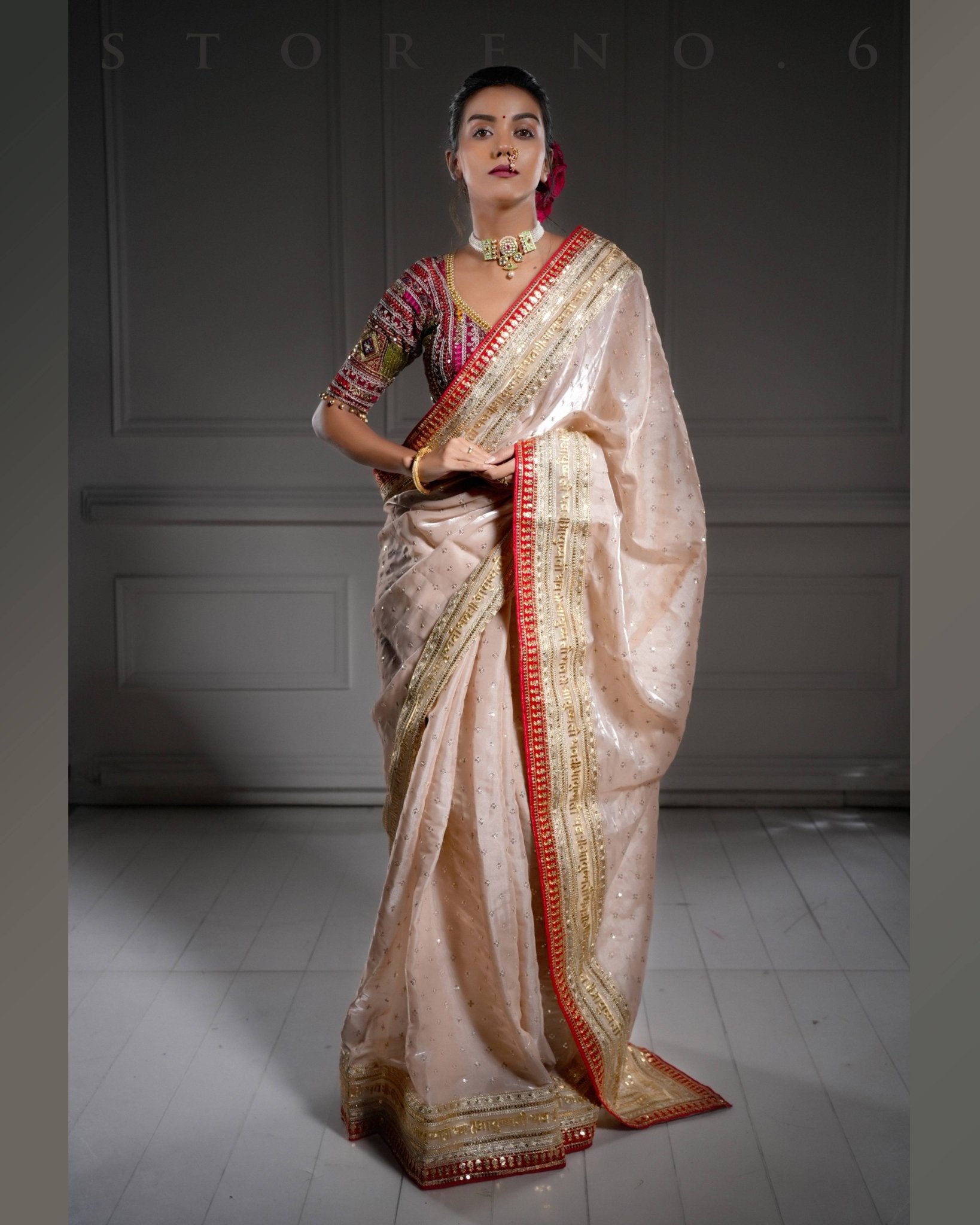 ROYAL SUBTLE QUEEN SAREE WITH LUSH OF BERRY BLOUSE