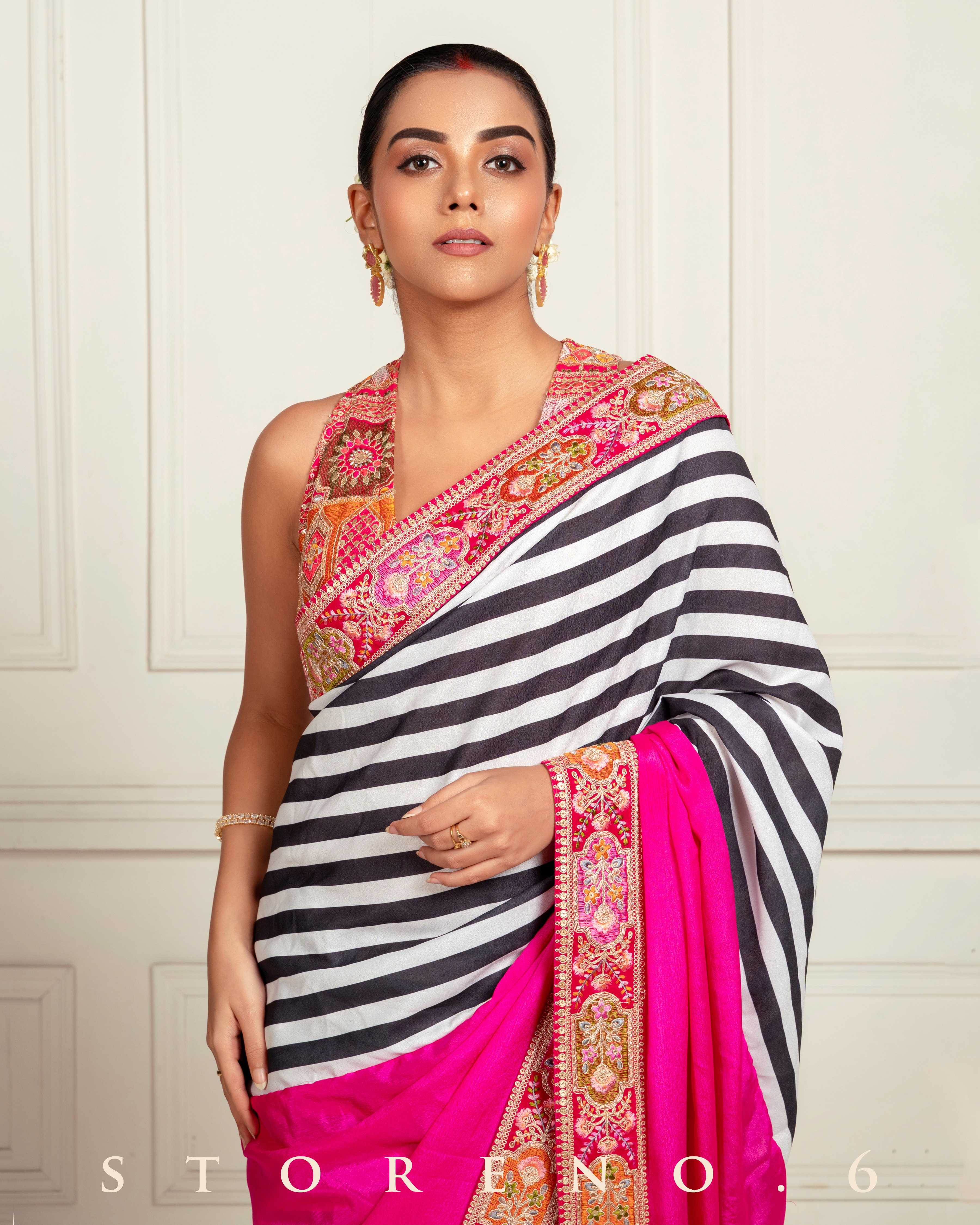 VINTAGE VISION SAREE WITH FUCHSIA FUSION FOXY BLOUSE