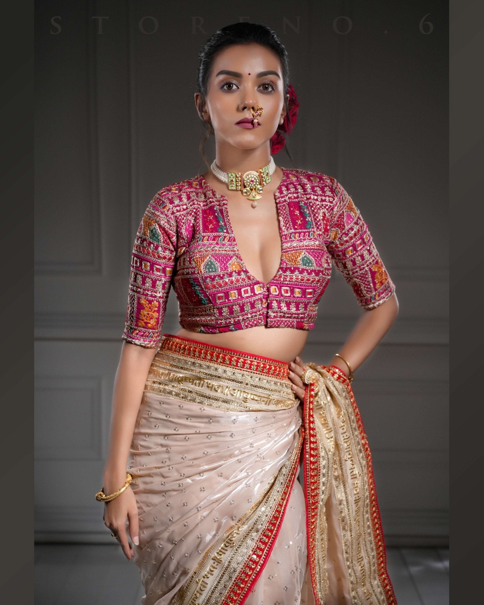 ROYAL SUBTLE QUEEN SAREE WITH SANGRIA SENSATION BLOUSE