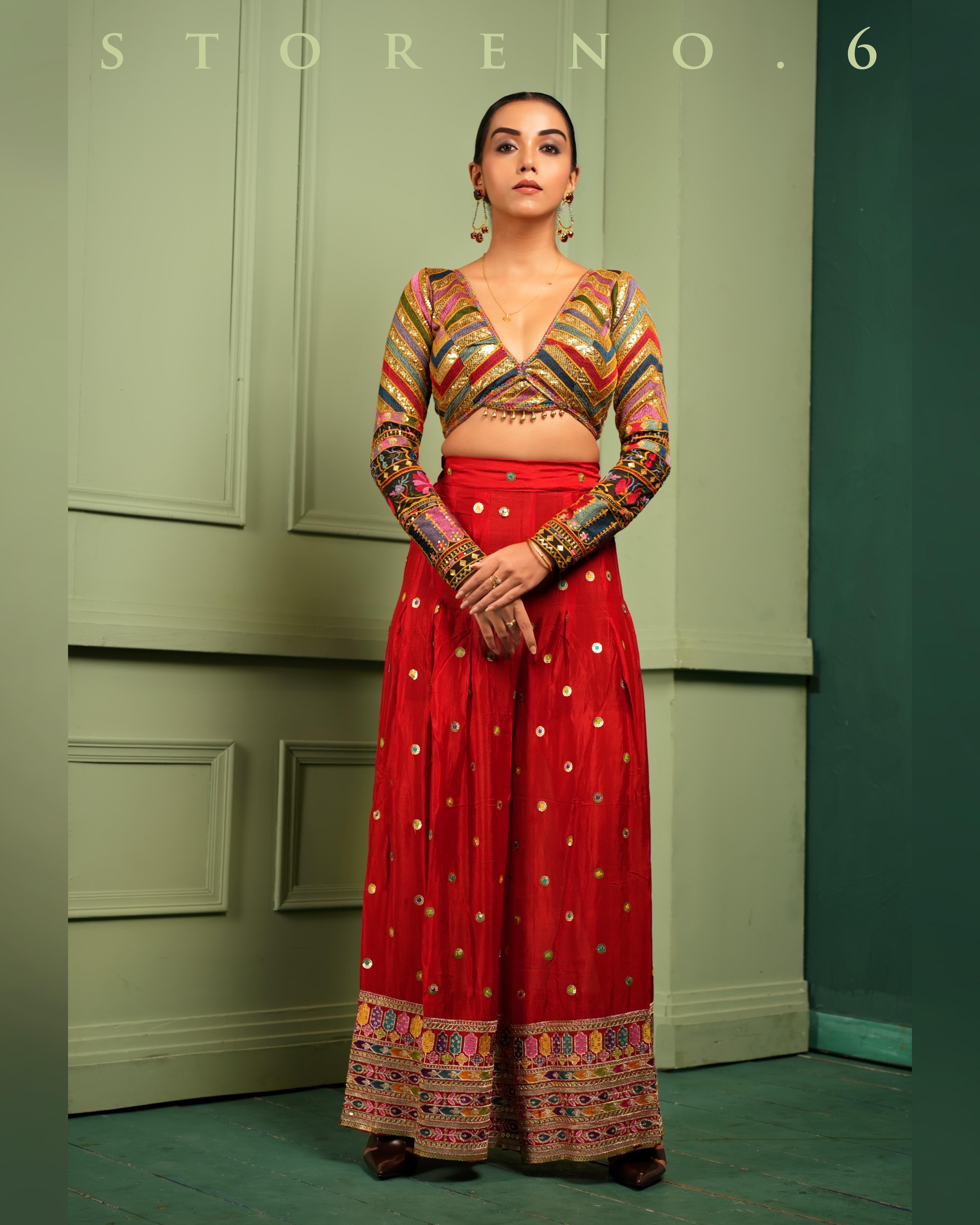 THE FESTIVE FLAIR PALAZZO AND BLOUSE SET