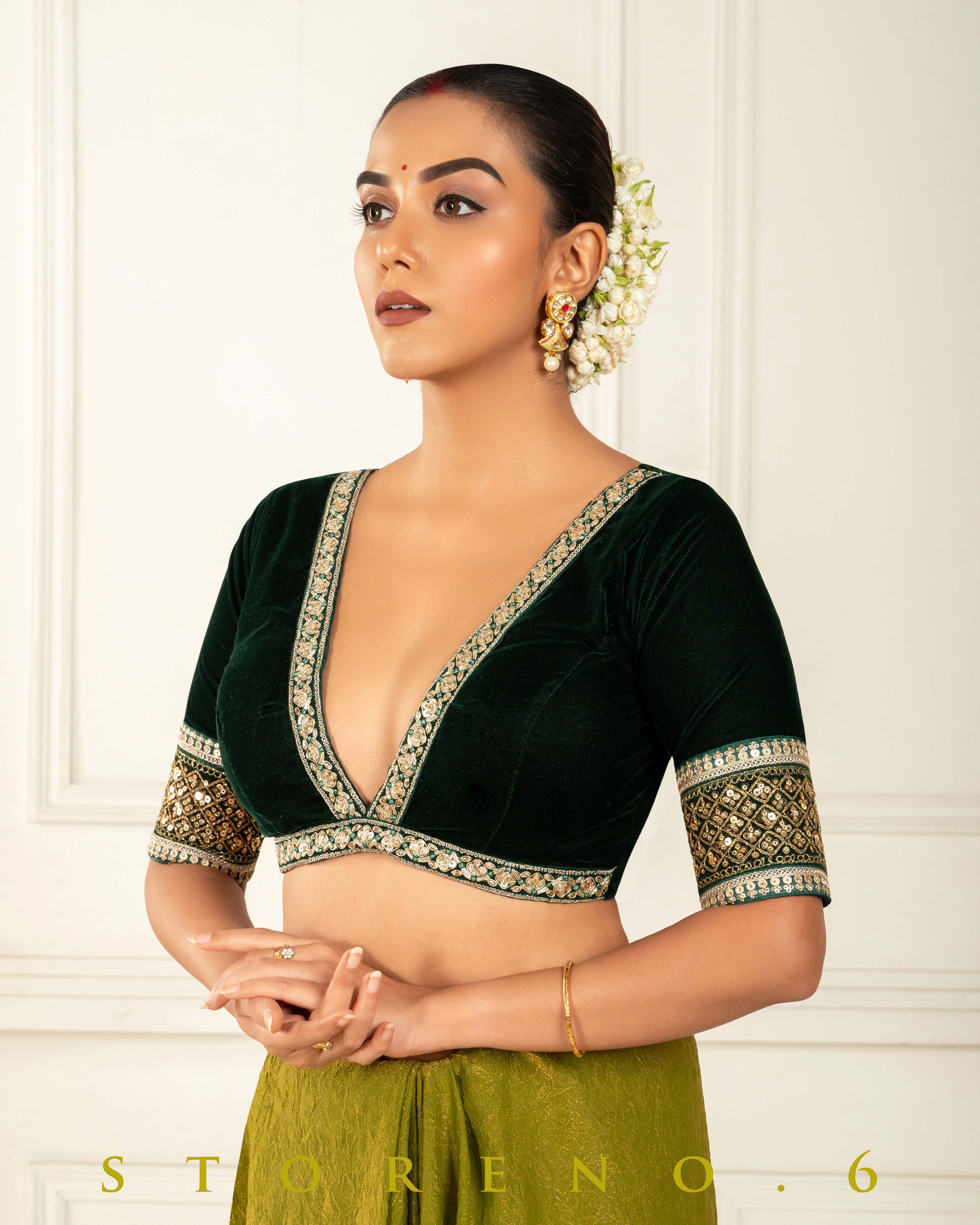 CELEBRITY CHIC SAREE WITH FOREST FIESTA BLOUSE