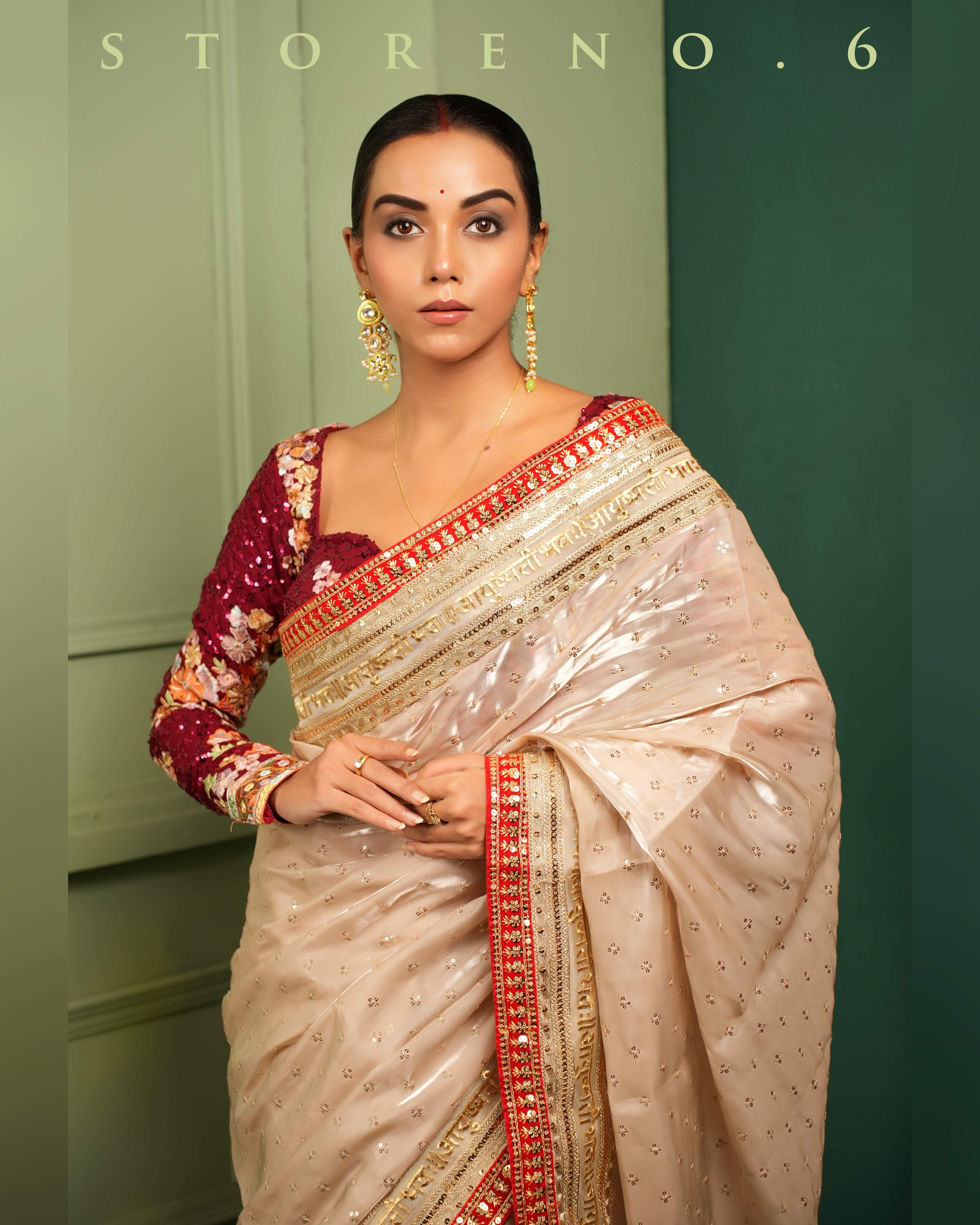ROYAL SUBTLE QUEEN SAREE WITH RAAKT AFSOON CLASSIC CORSET BLOUSE