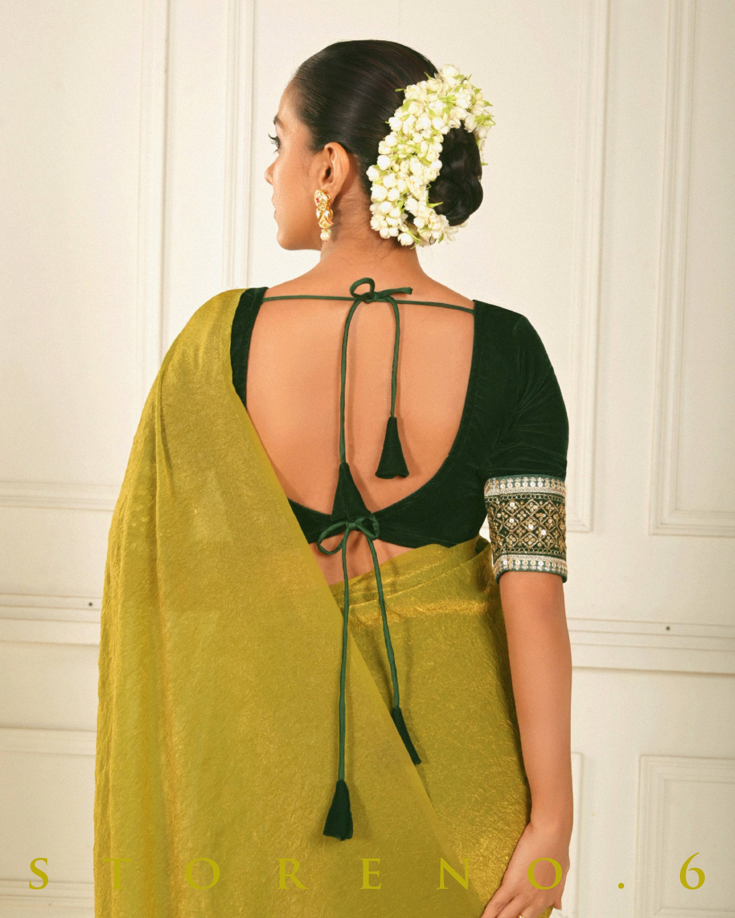 CELEBRITY CHIC SAREE WITH FOREST FIESTA BLOUSE