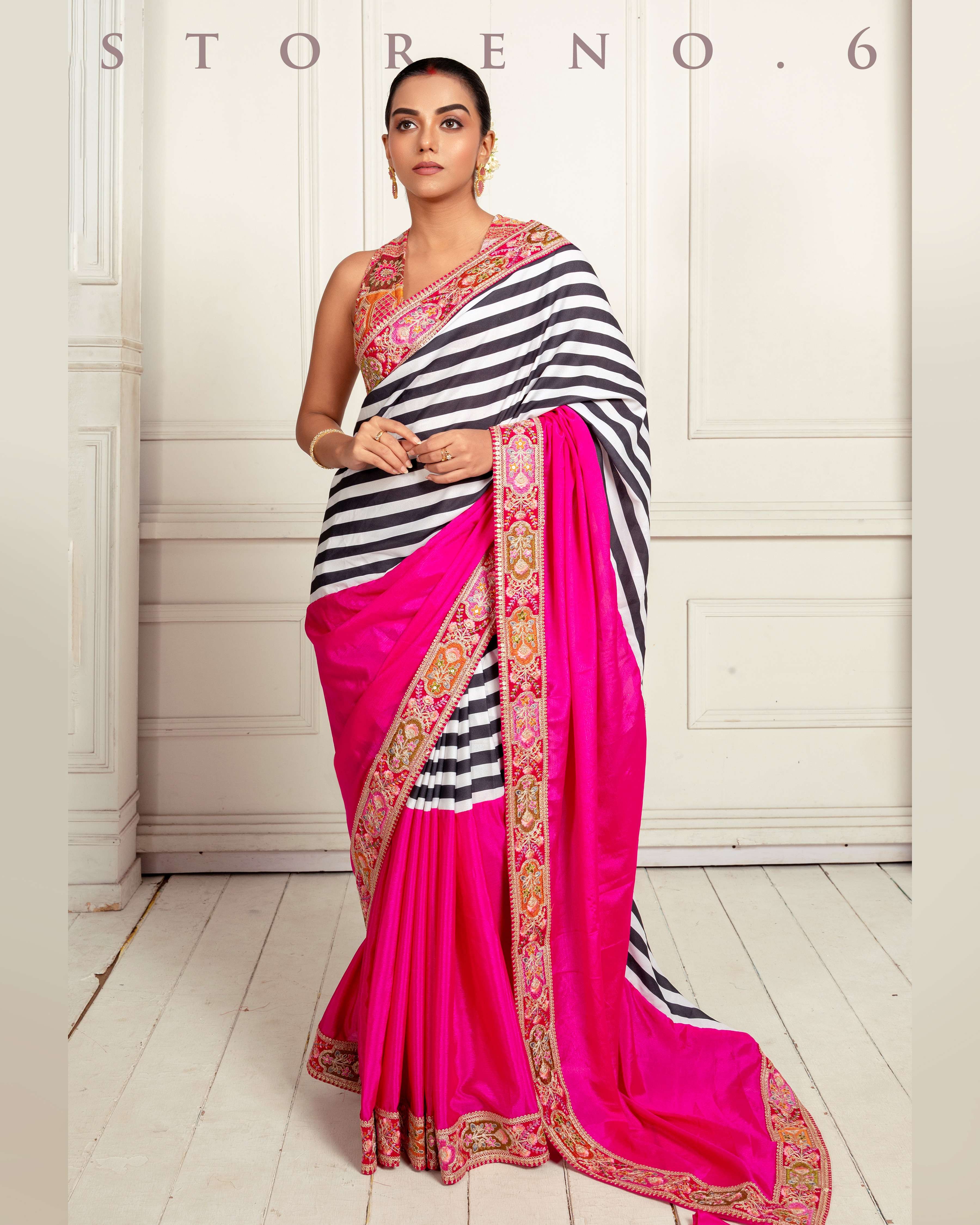 VINTAGE VISION SAREE WITH FUCHSIA FUSION FOXY BLOUSE