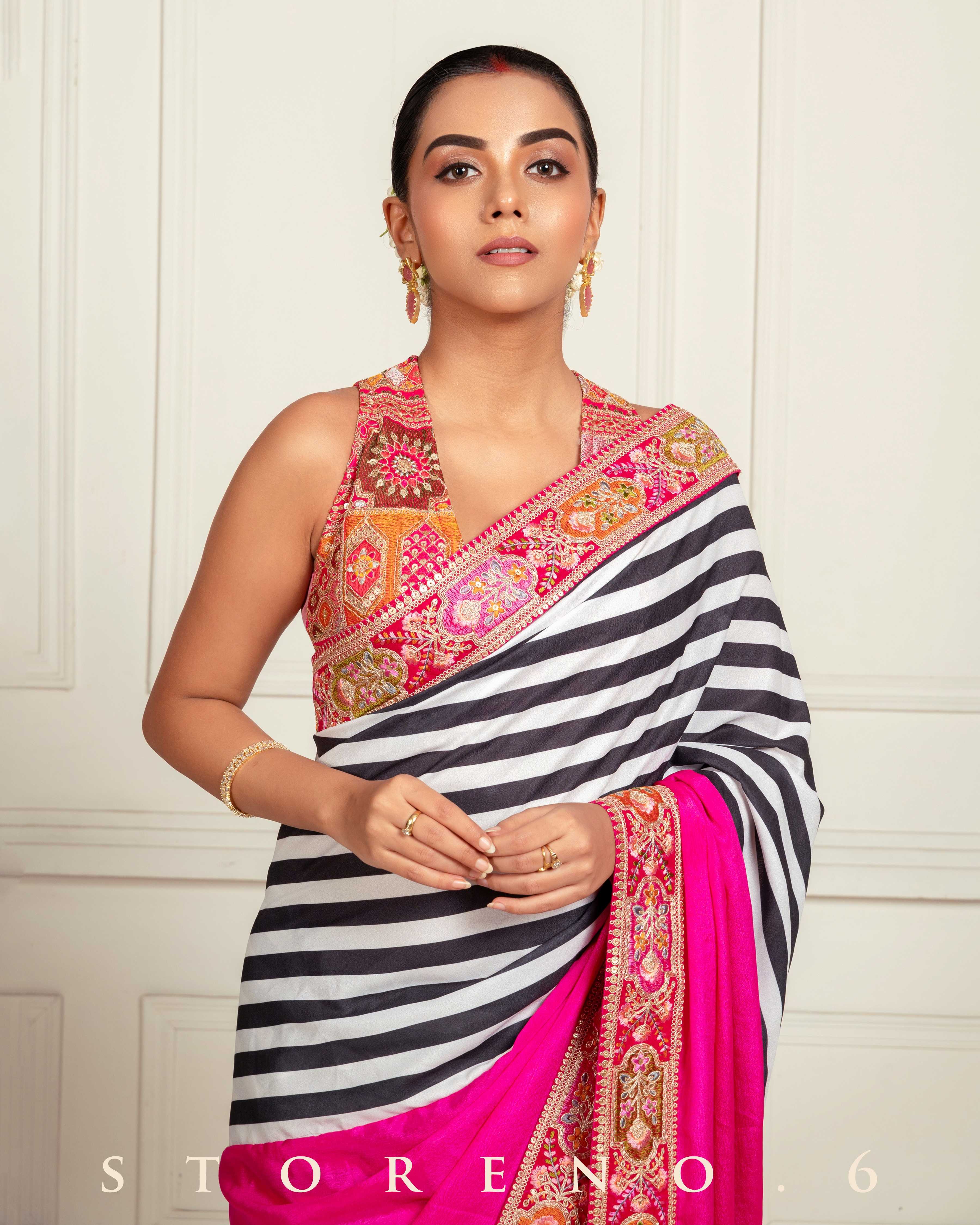 VINTAGE VISION SAREE WITH FUCHSIA FUSION FOXY BLOUSE