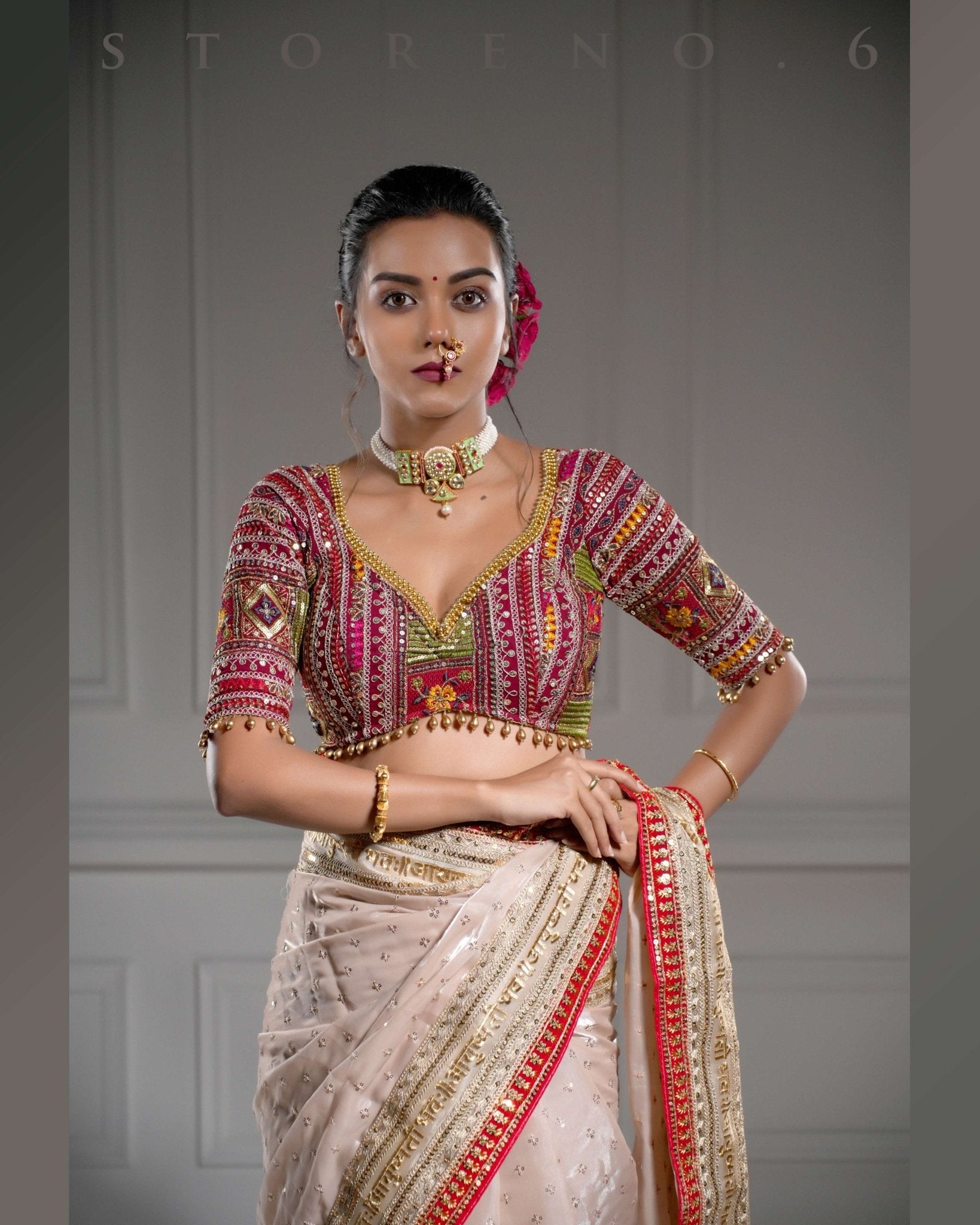 ROYAL SUBTLE QUEEN SAREE WITH LUSH OF BERRY BLOUSE