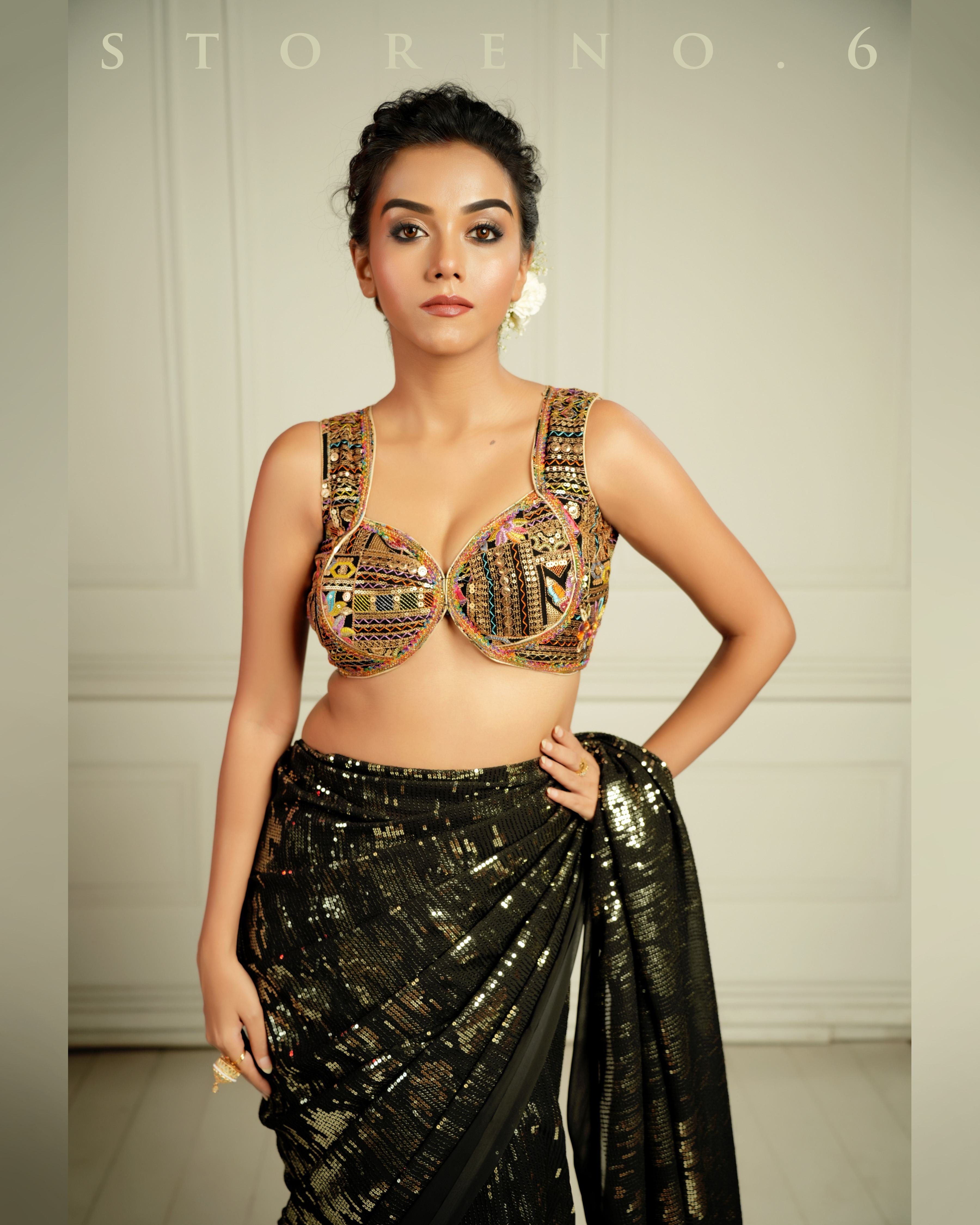 BLACK WIDOW COCKTAIL SAREE WITH SASS OF BLACK BLOUSE