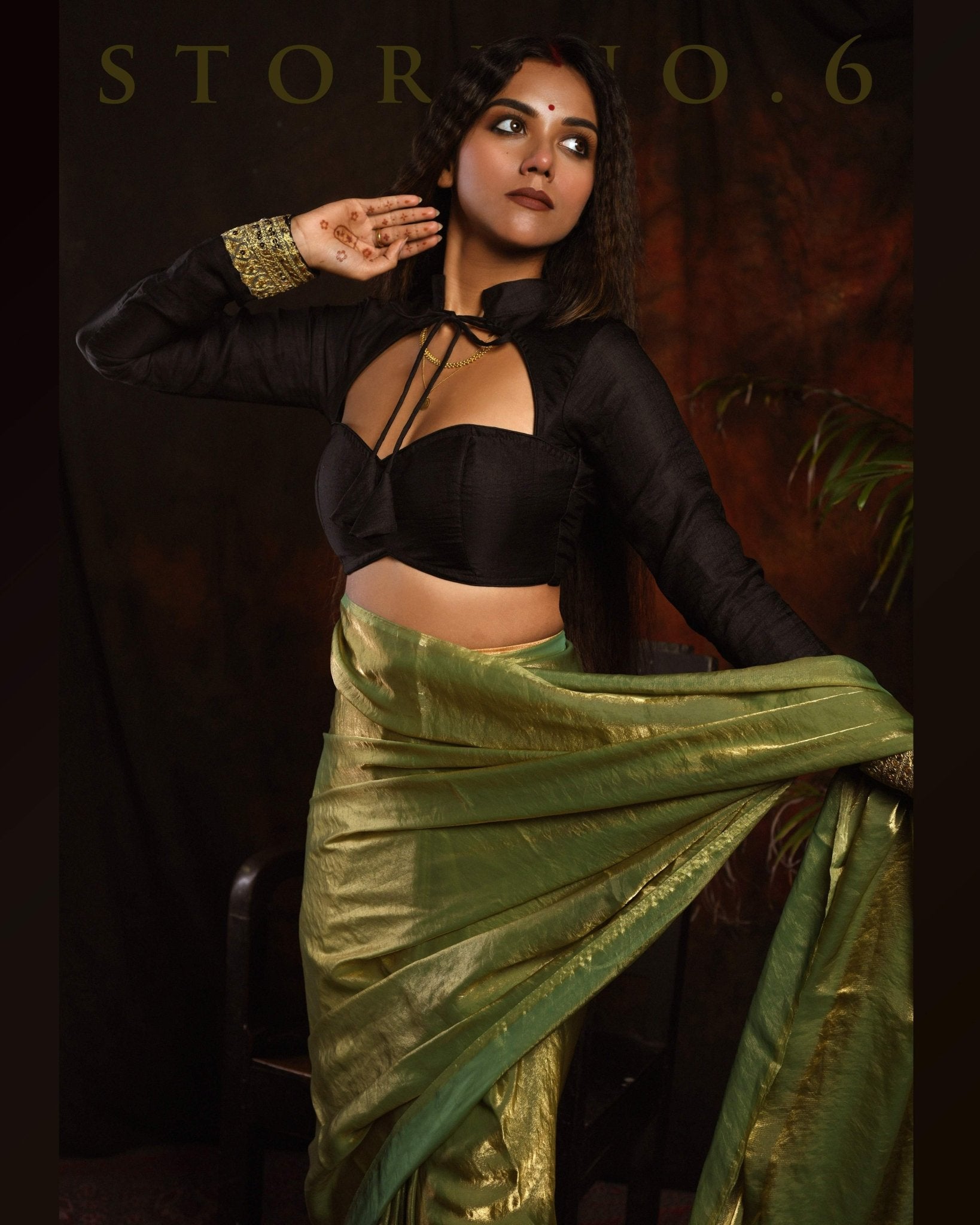 MEADOW WHISPER SAREE WITH 60'S BABE BLOUSE