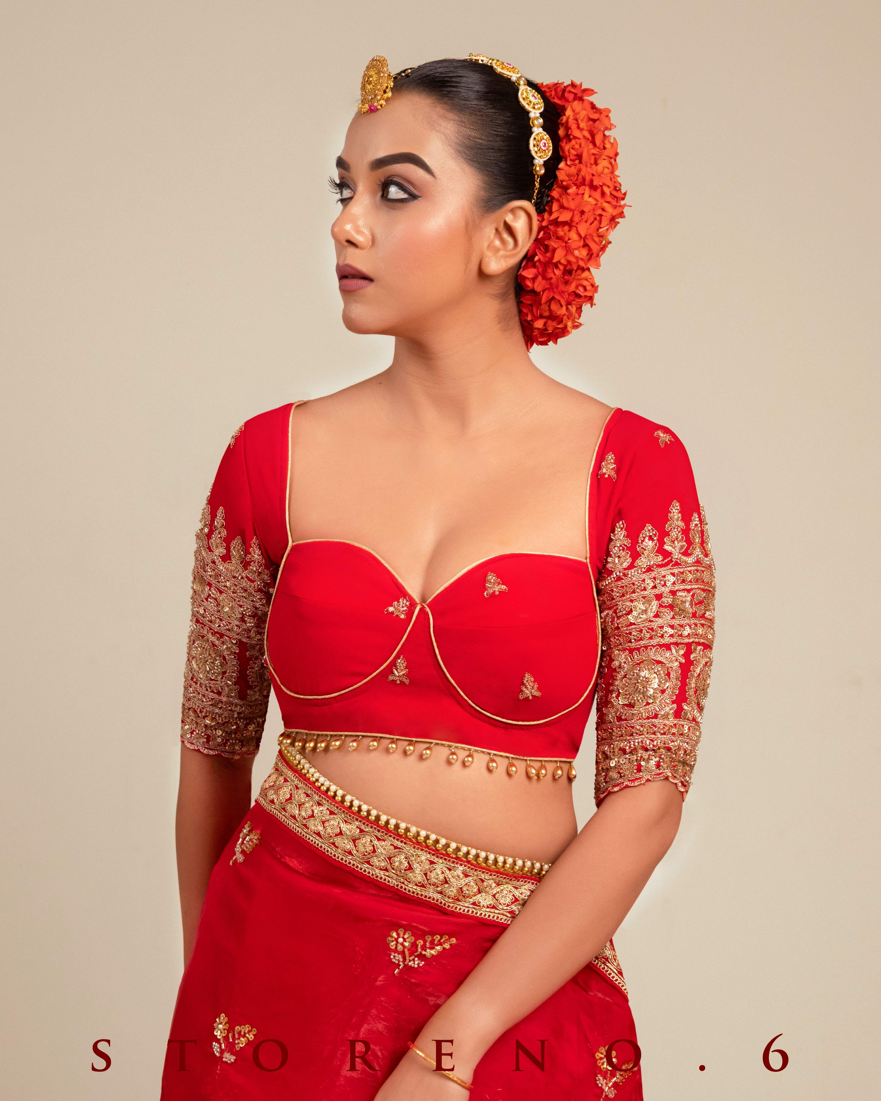 CRIMSON CAROUSAL SAREE WITH MAGNETIC MUSE BLOUSE