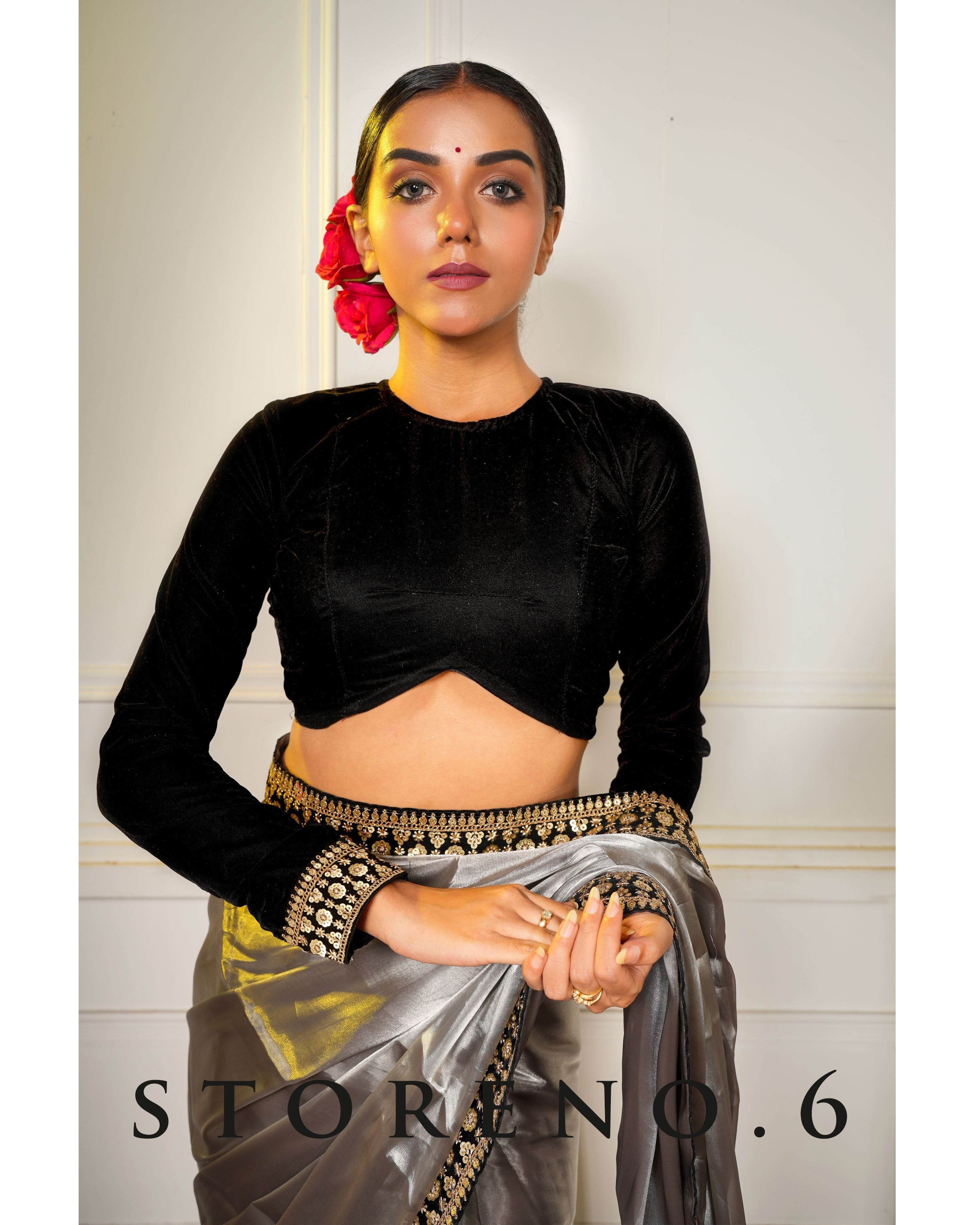 MAKHMAL SIAH FULL SLEEVE BLOUSE