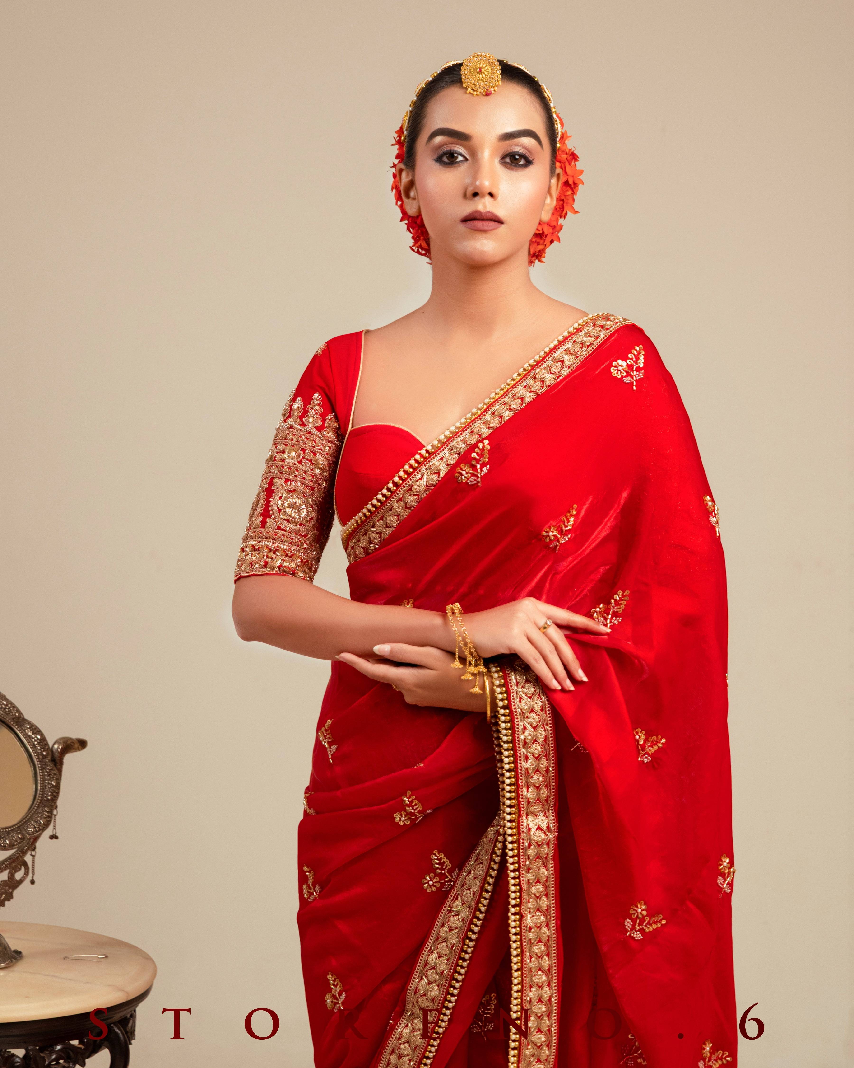 CRIMSON CAROUSAL SAREE WITH MAGNETIC MUSE BLOUSE