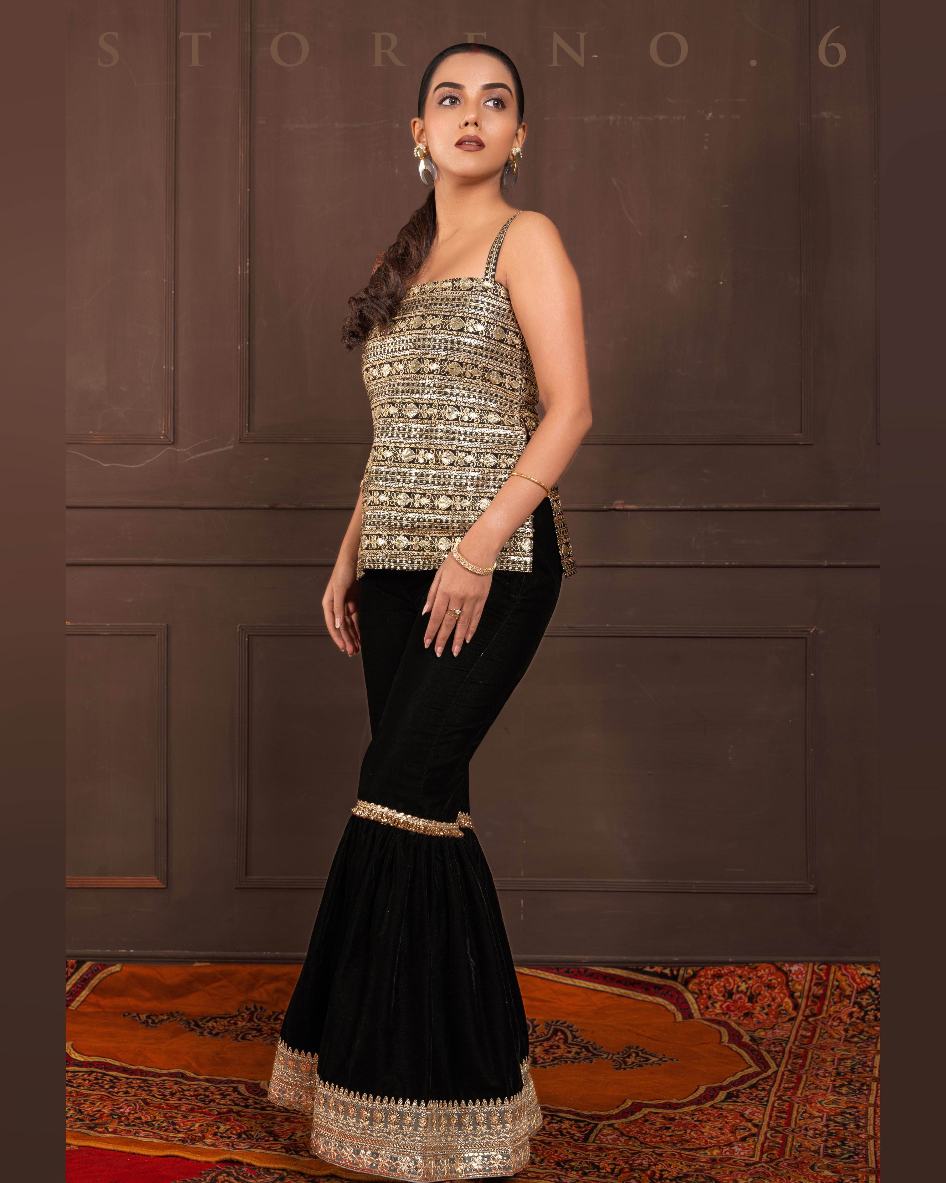MIDNIGHT MARVEL KURTI AND SHARARA SET