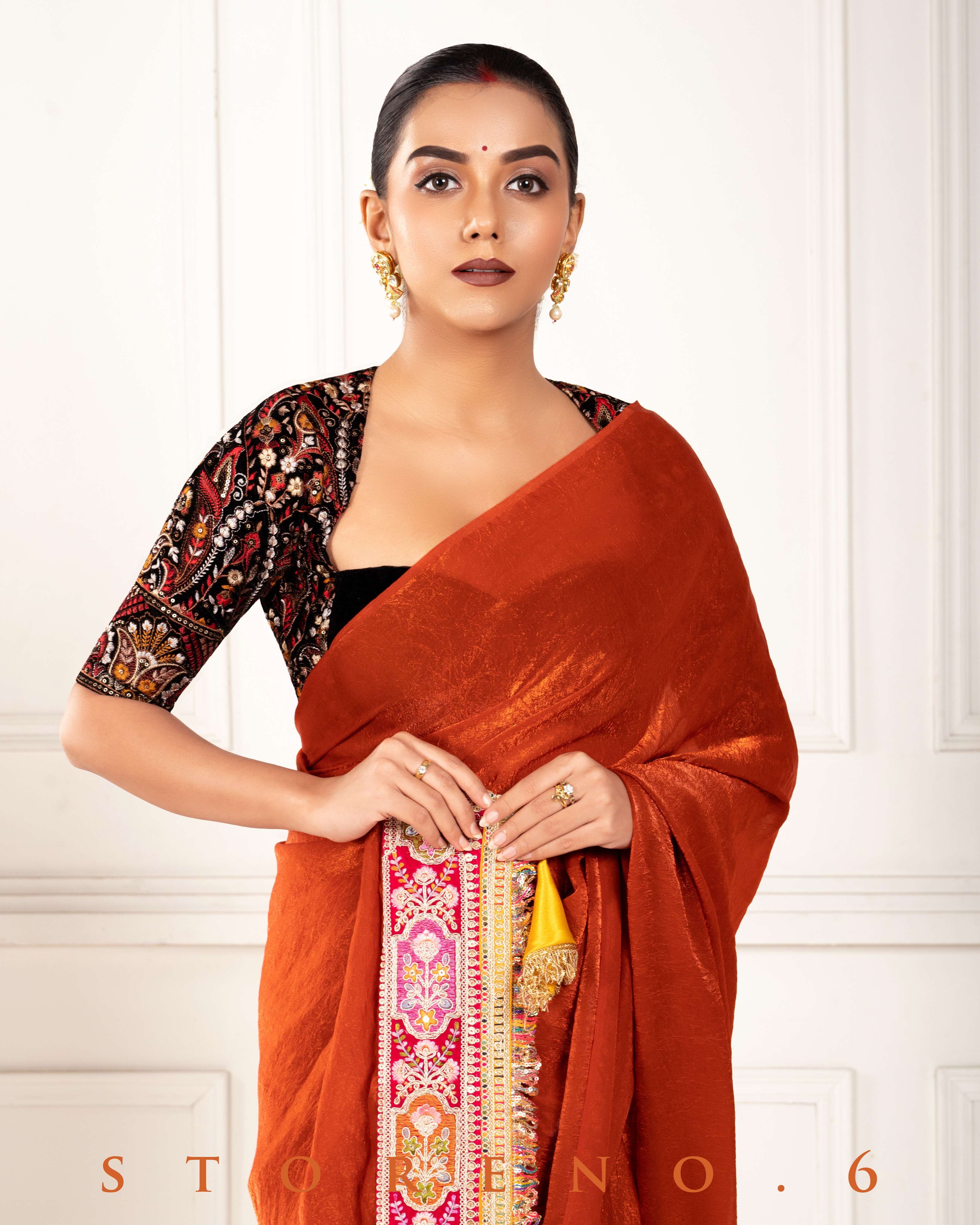 SUNSET SURPRISE SAREE WITH KOLKI LUXURY BLOUSE