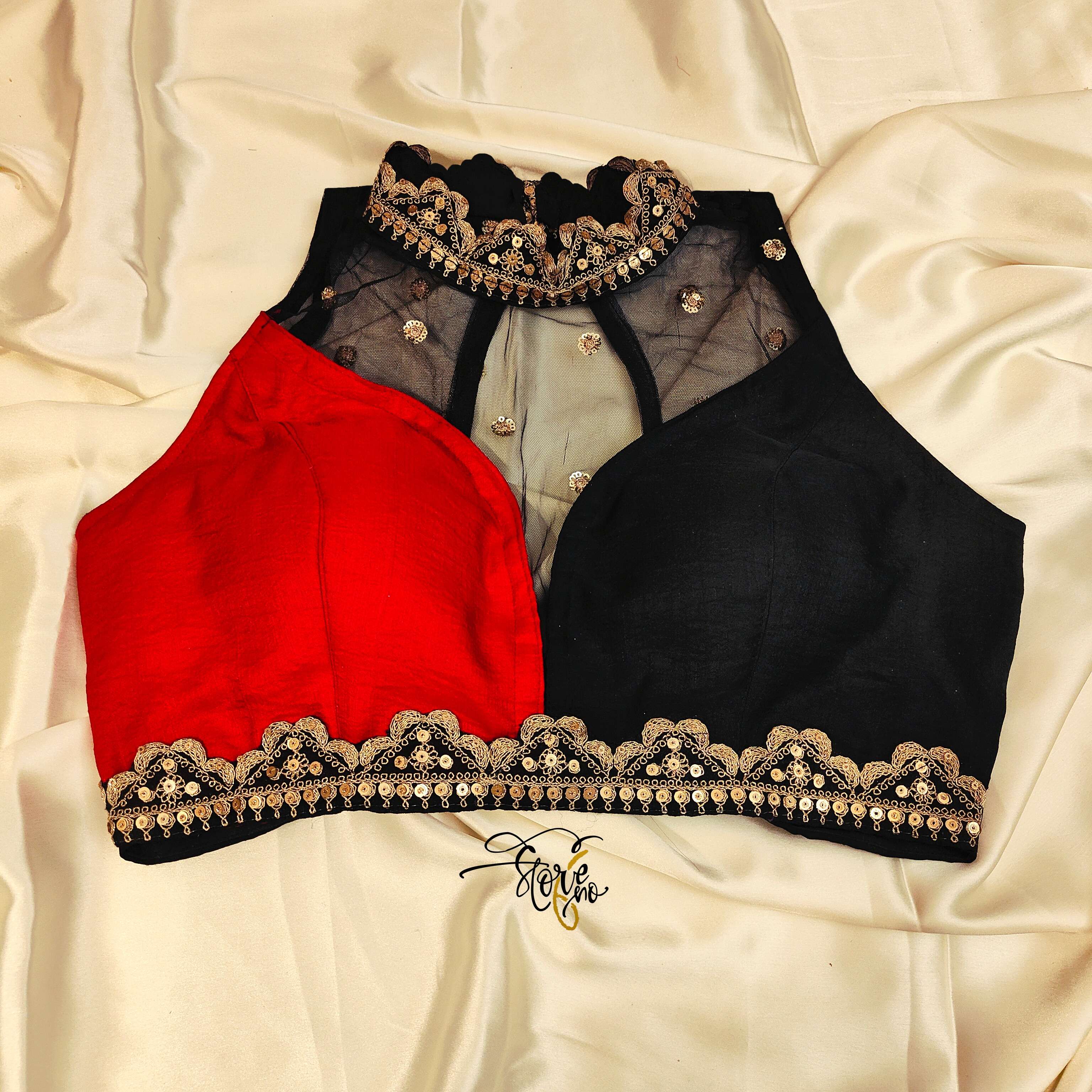 HALF AND HALF SILK BLOUSE-SIZE 34