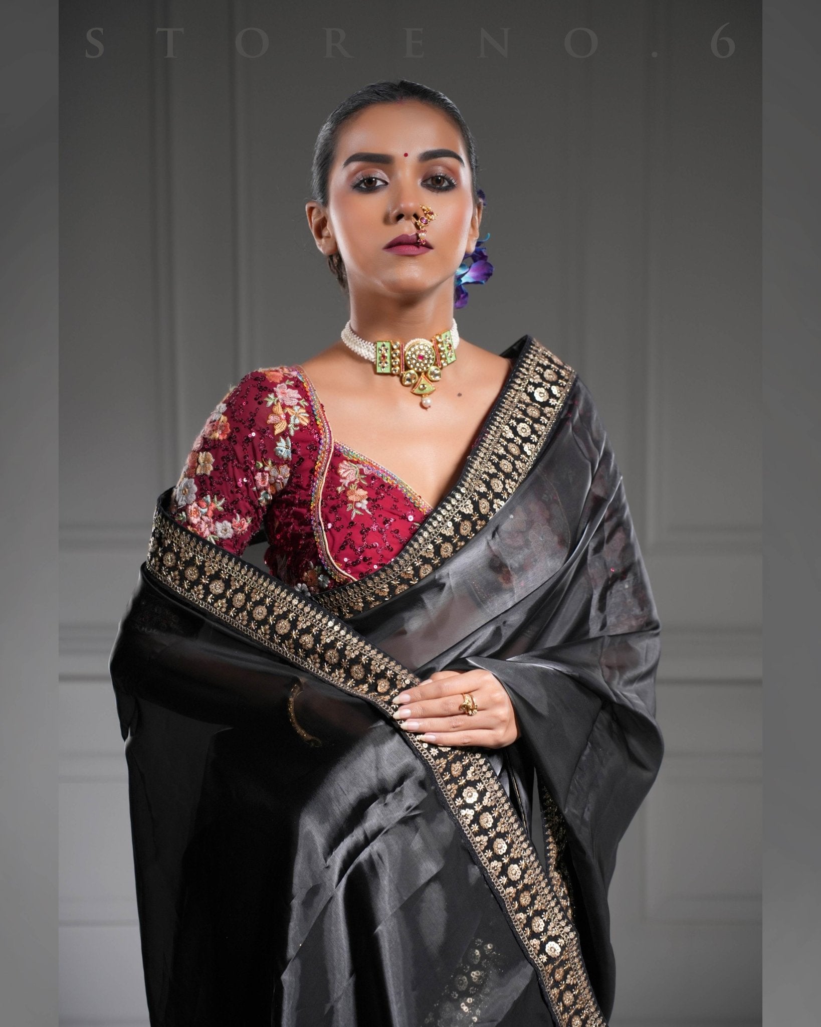 NOOR-E-SIAH-X SAREE WITH RAAKT AFSOON BLOUSE