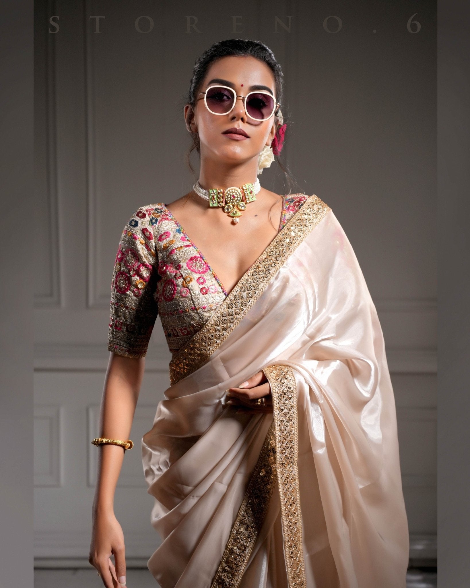 NOOR-E-SONA SAREE WITH GUL KAARI SURMAI BLOUSE