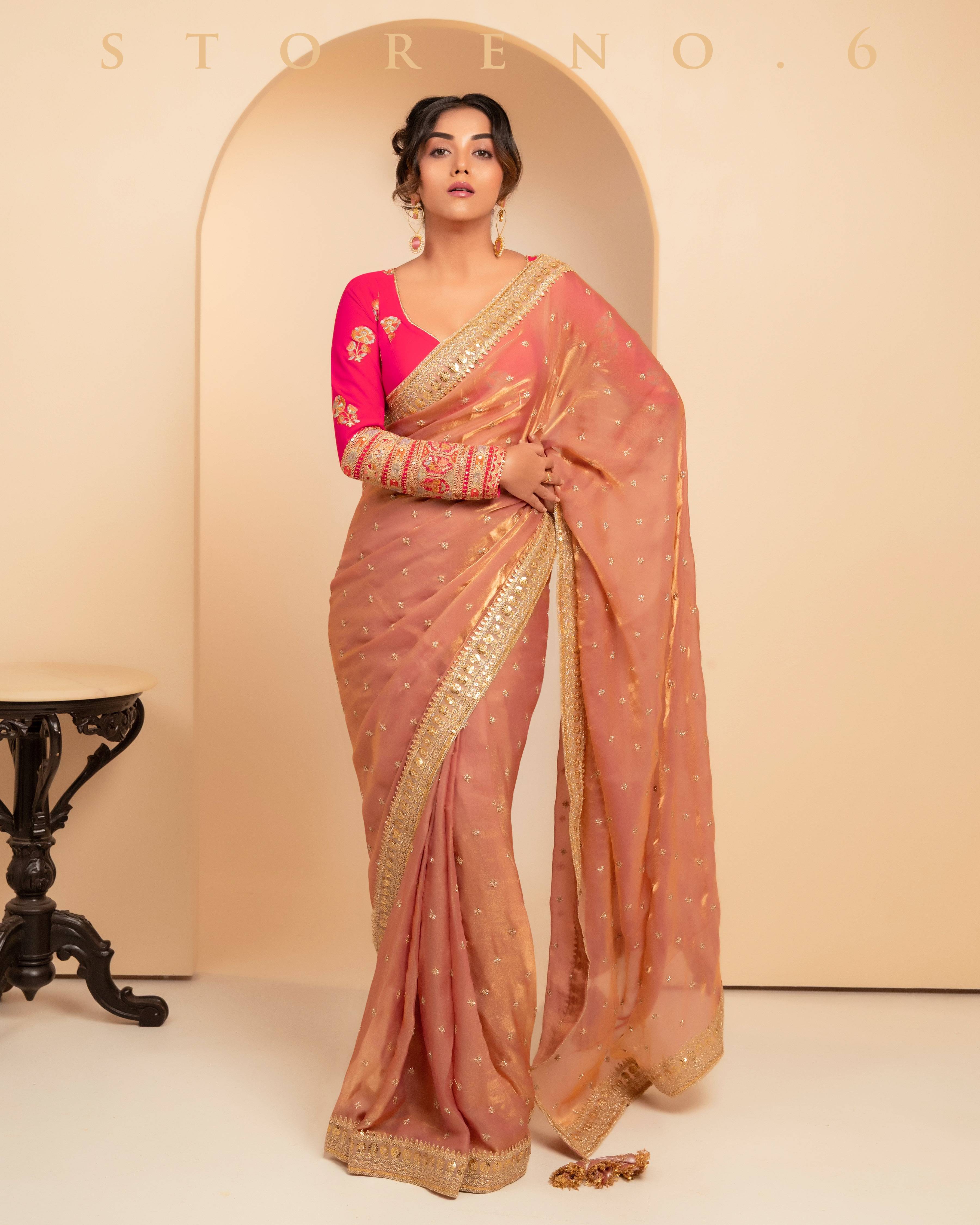 CORAL COSMOS SAREE