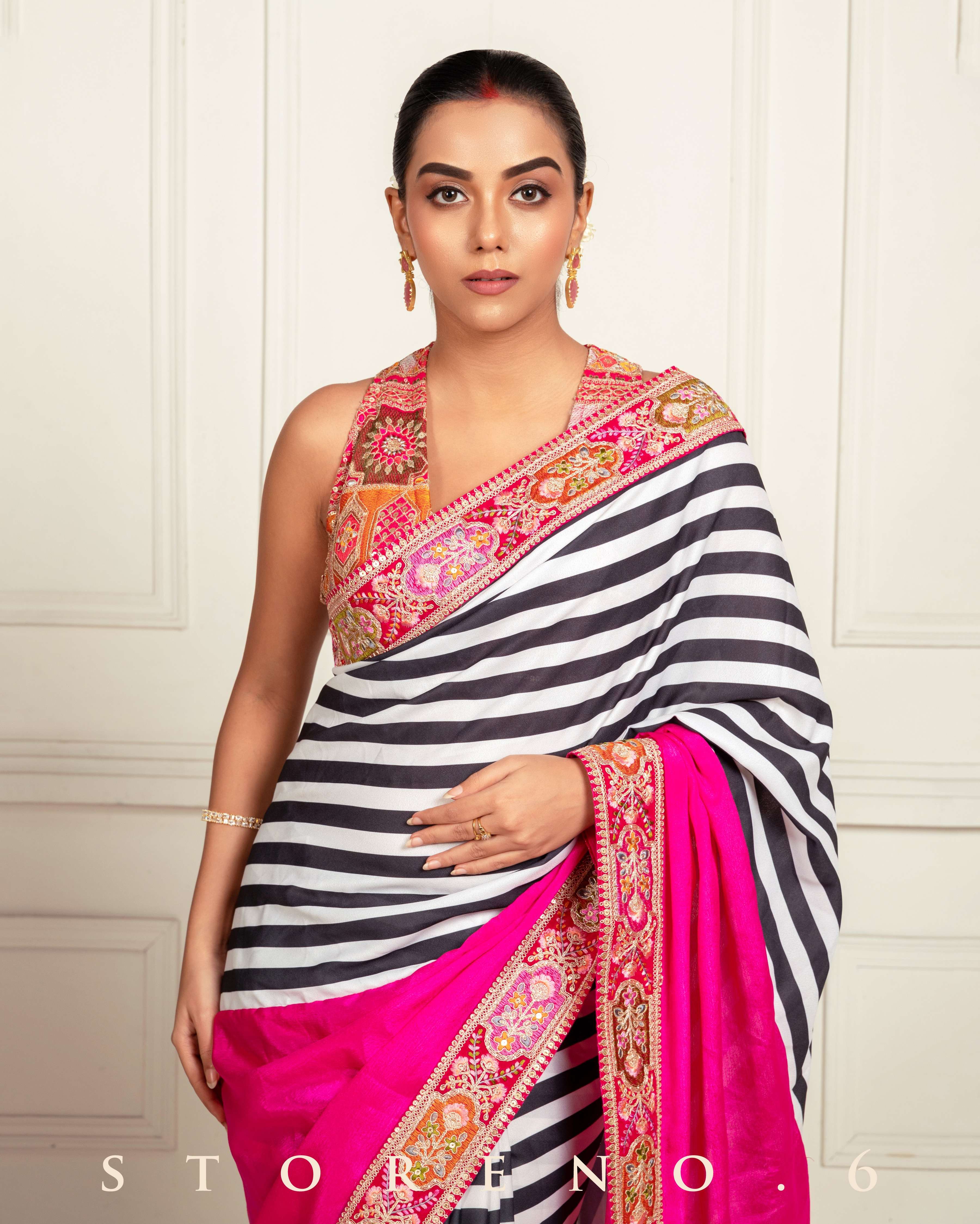 VINTAGE VISION SAREE WITH FUCHSIA FUSION FOXY BLOUSE