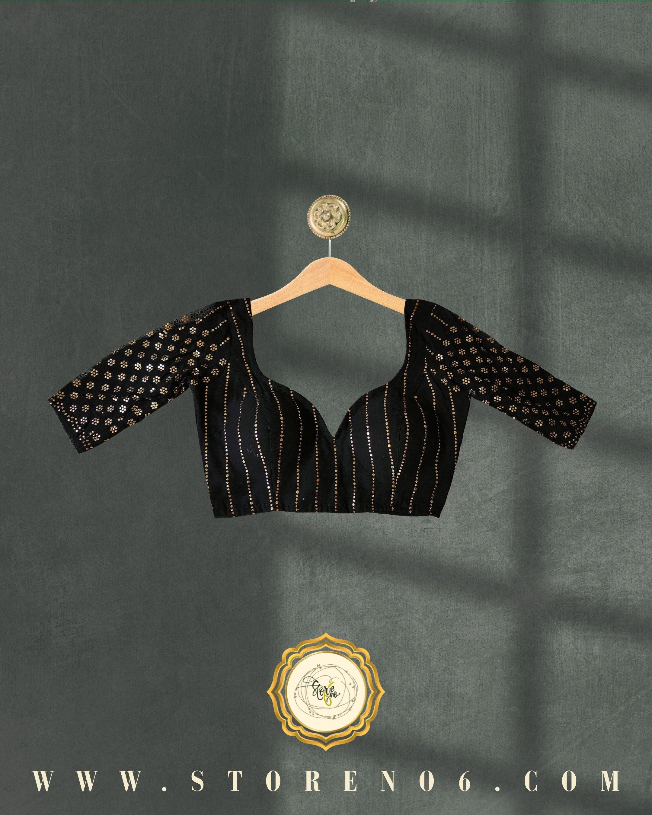 BLACK FOIL LINED BLOUSE