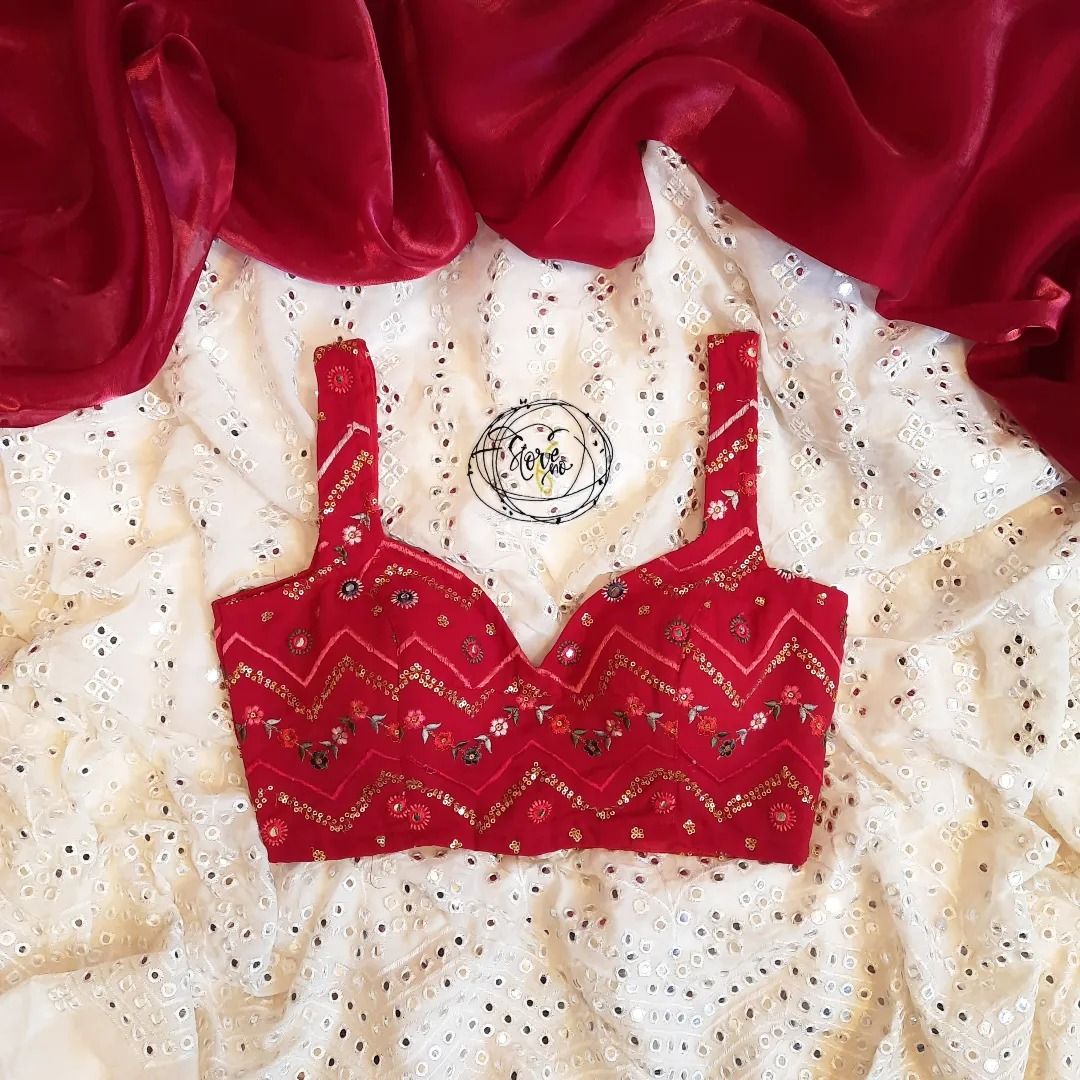 MIZAAZ-E-SURKH SLEEVELESS BLOUSE-SIZE 32
