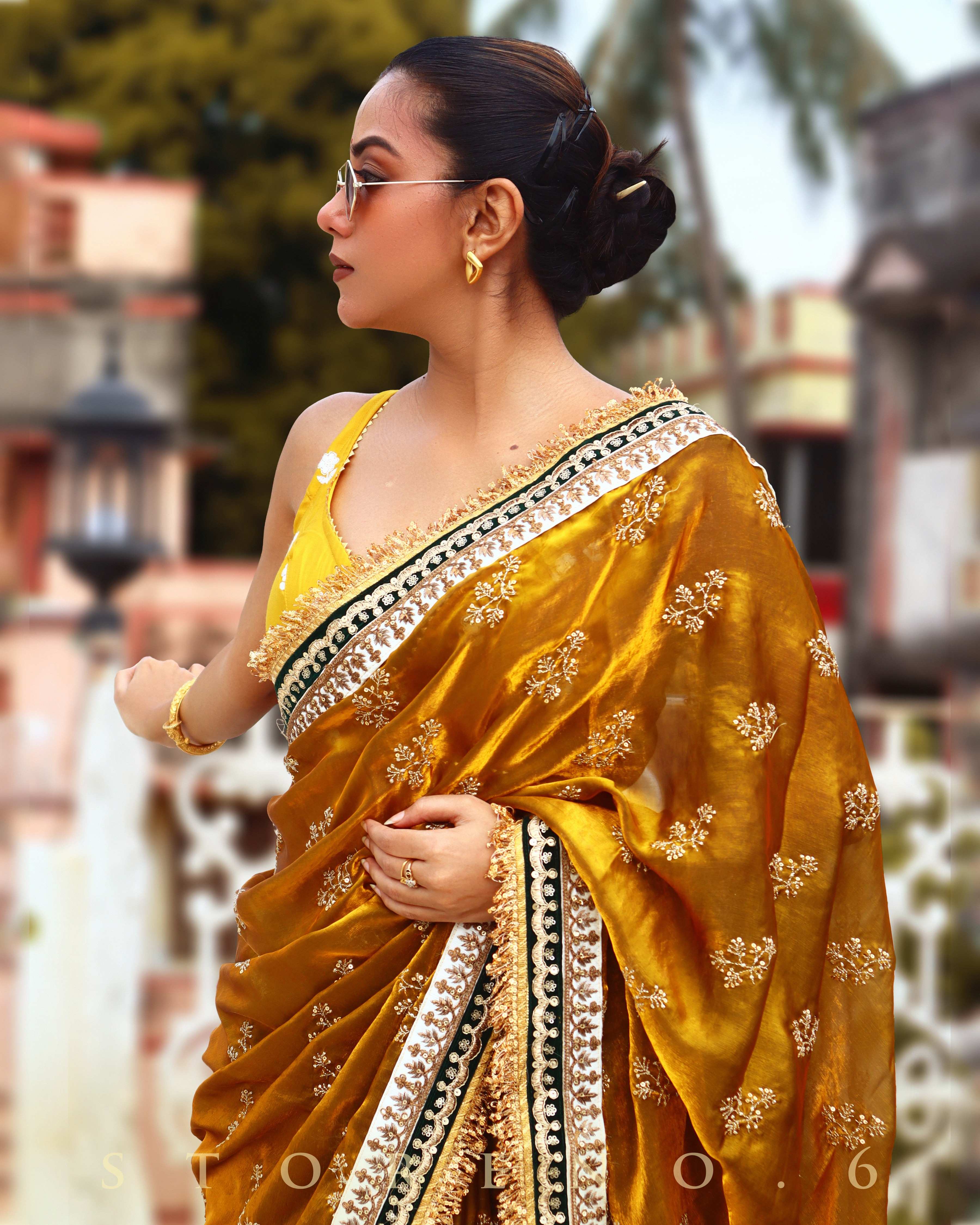 NOSTALGIC NOVEMBER SAREE WITH JASMINE JESSAMY SLEEVELESS BLOUSE