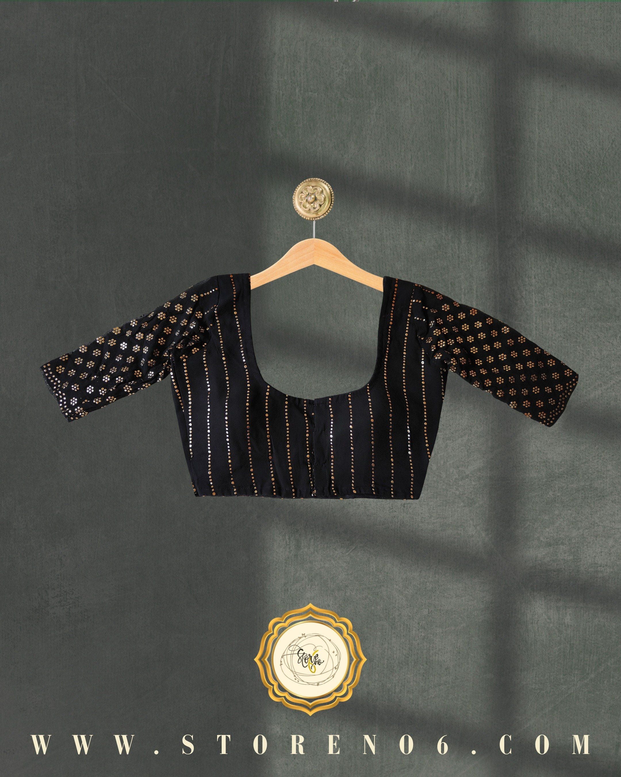 BLACK FOIL LINED BLOUSE