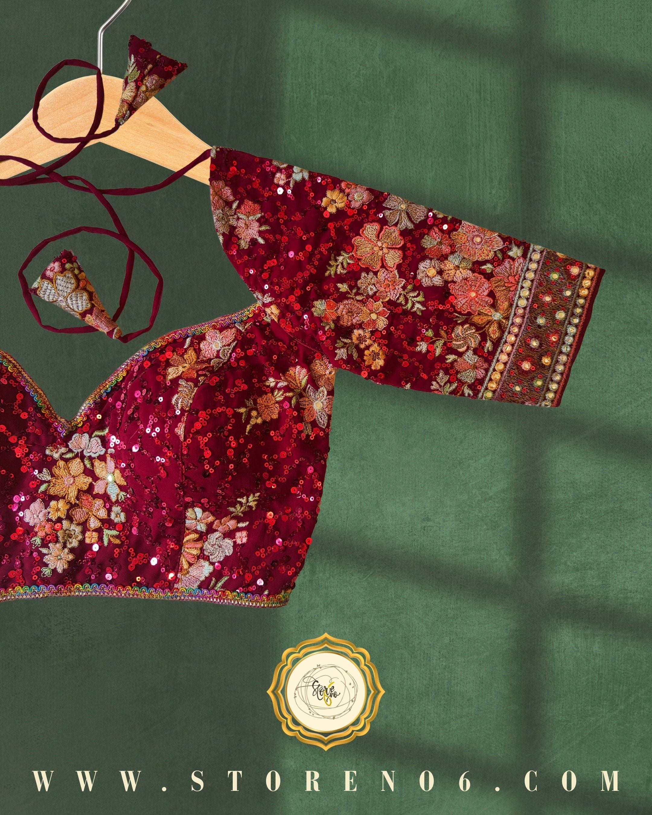 MAROON MULTICOLOR BLOUSE