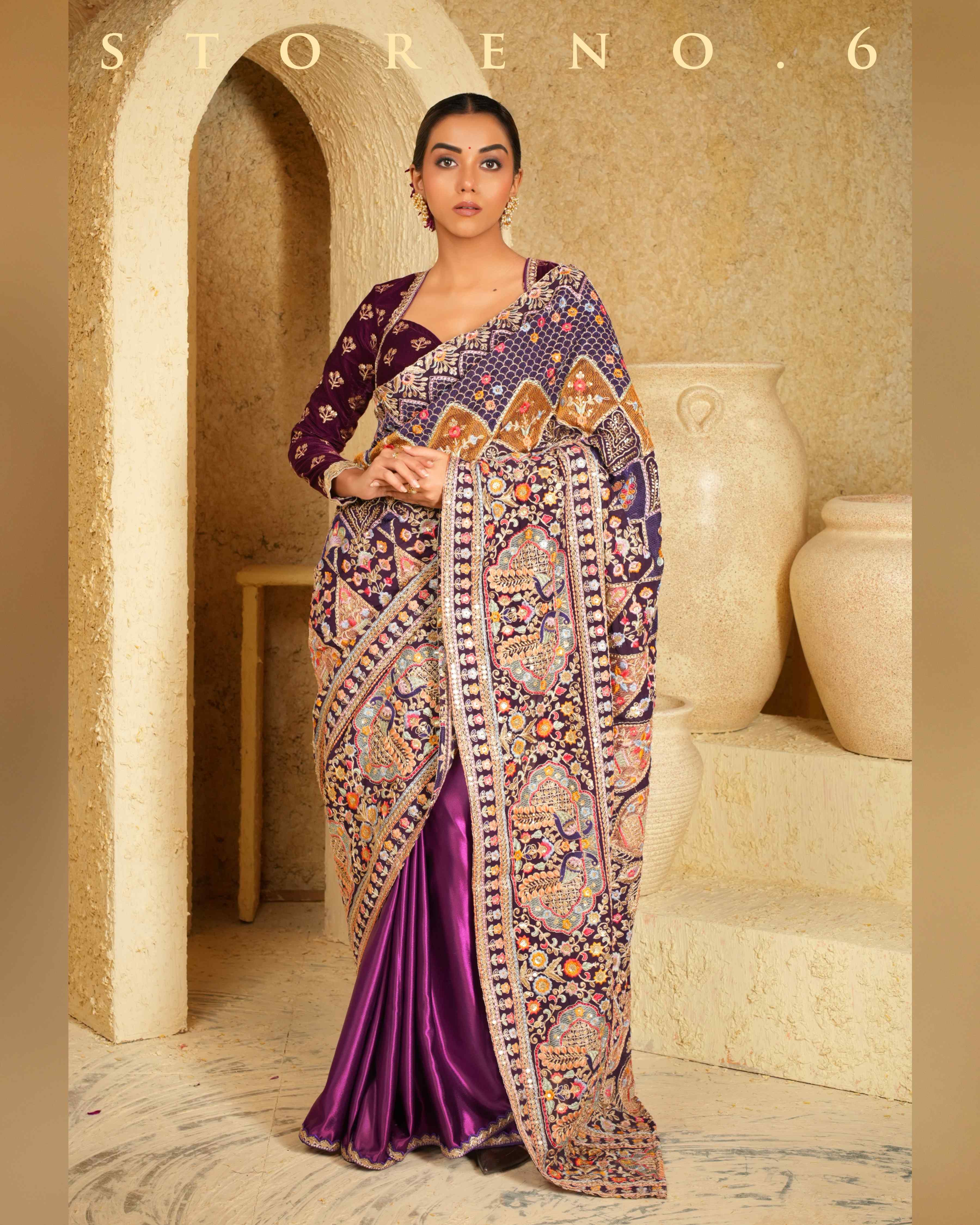 ORCHID OPERA SAREE WITH WINE WHIMSY BLOUSE