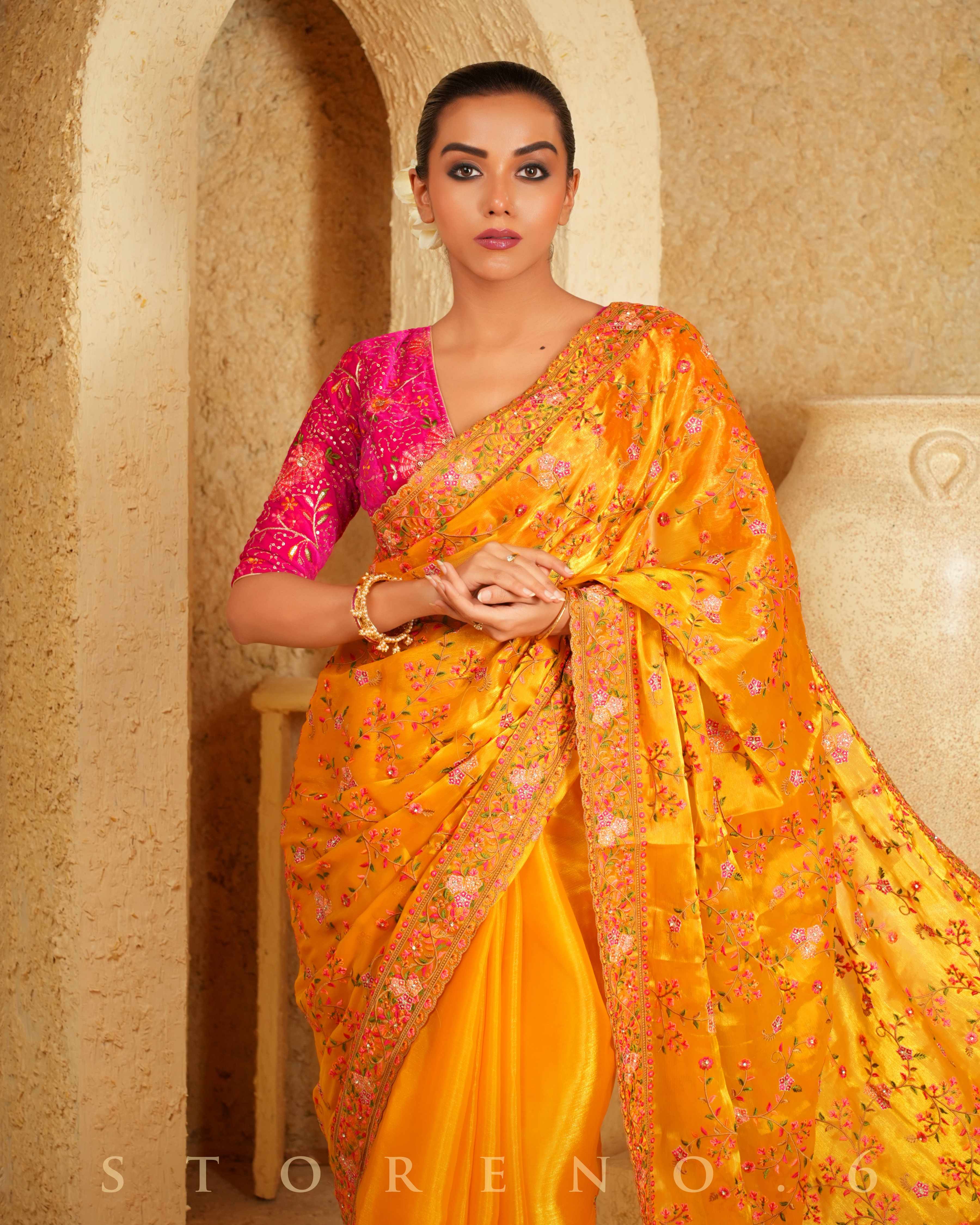 SPRING SURPRISE SAREE WITH BARBIE BLUSH LUXE BLOUSE