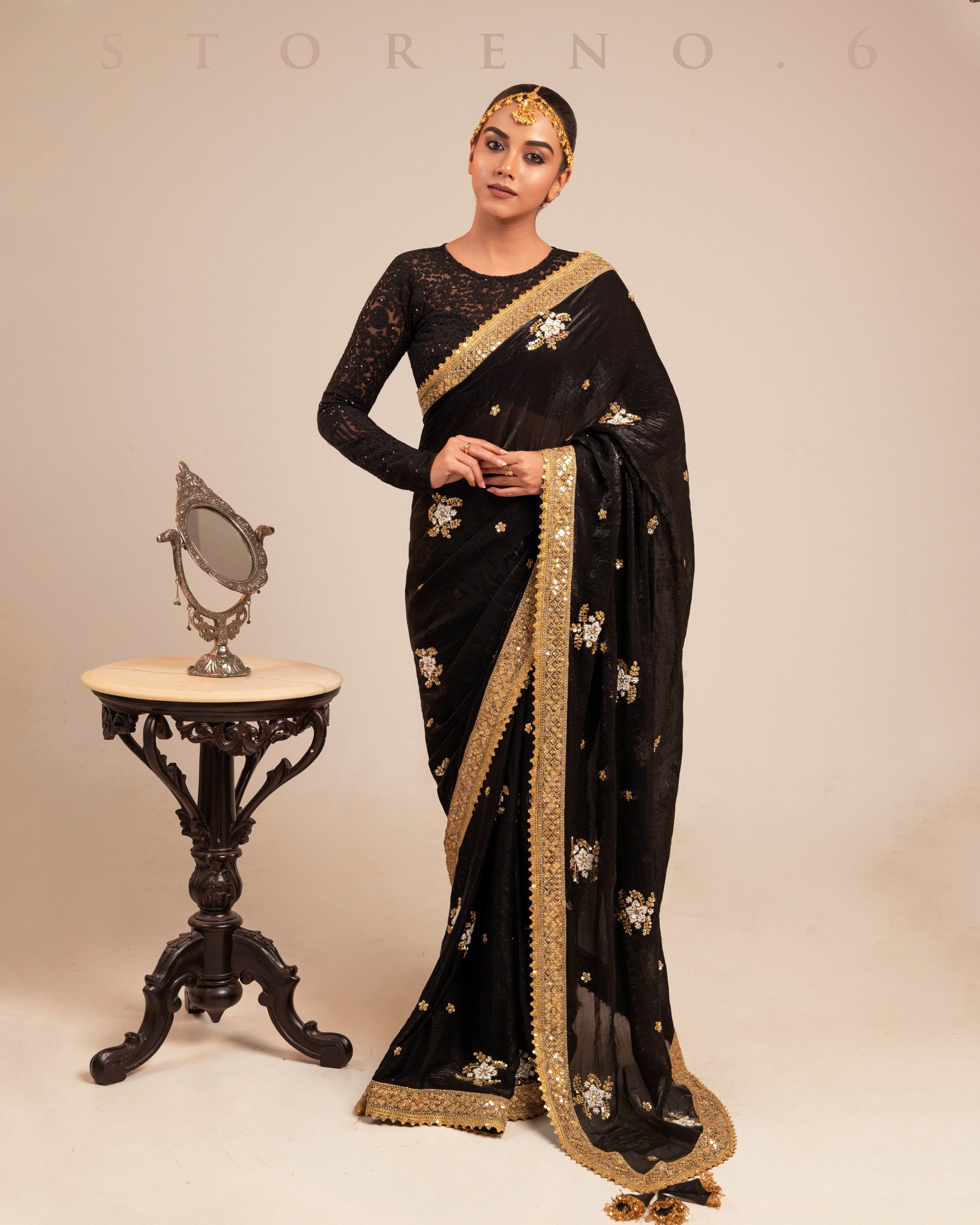 MIDNIGHT MIRACLE SAREE WITH DARK DESIREE BLOUSE