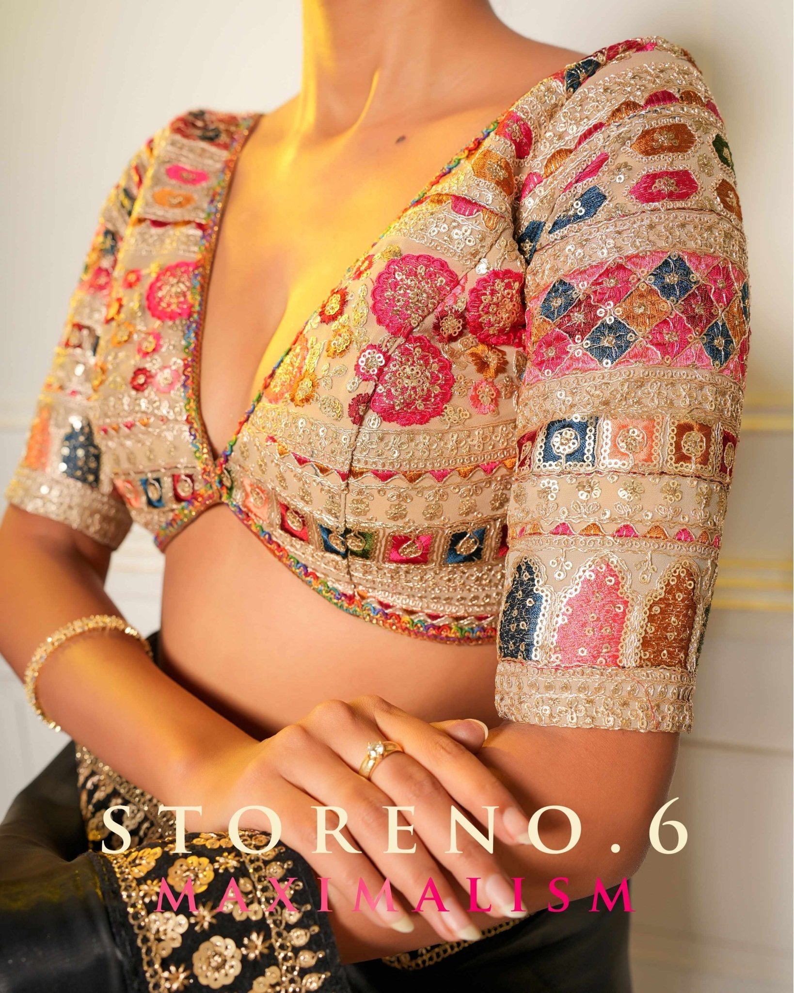 NOOR-E-SONA SAREE WITH GUL KAARI SURMAI BLOUSE