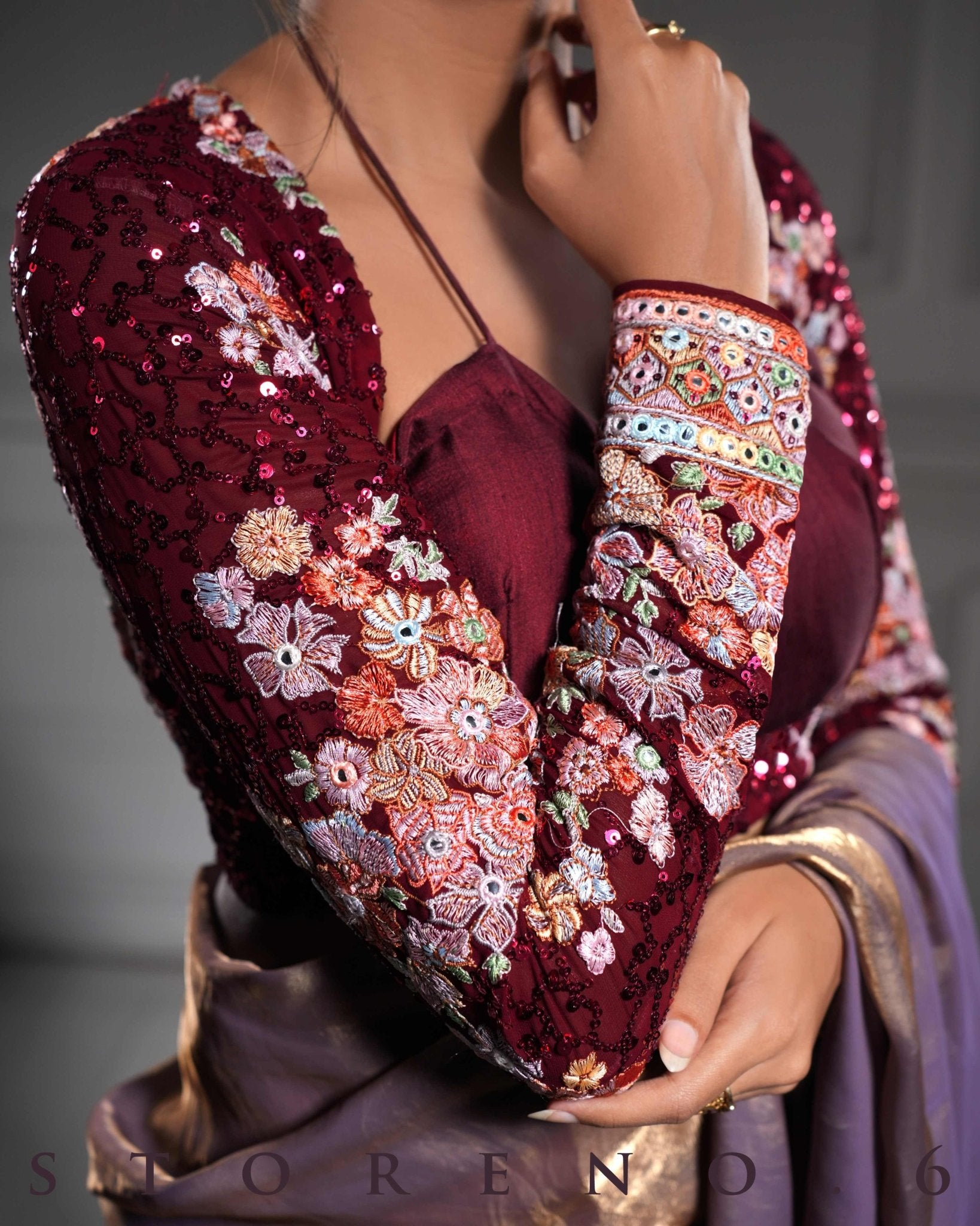 RAAKT AFSOON FULL SLEEVE MELANGE BLOUSE