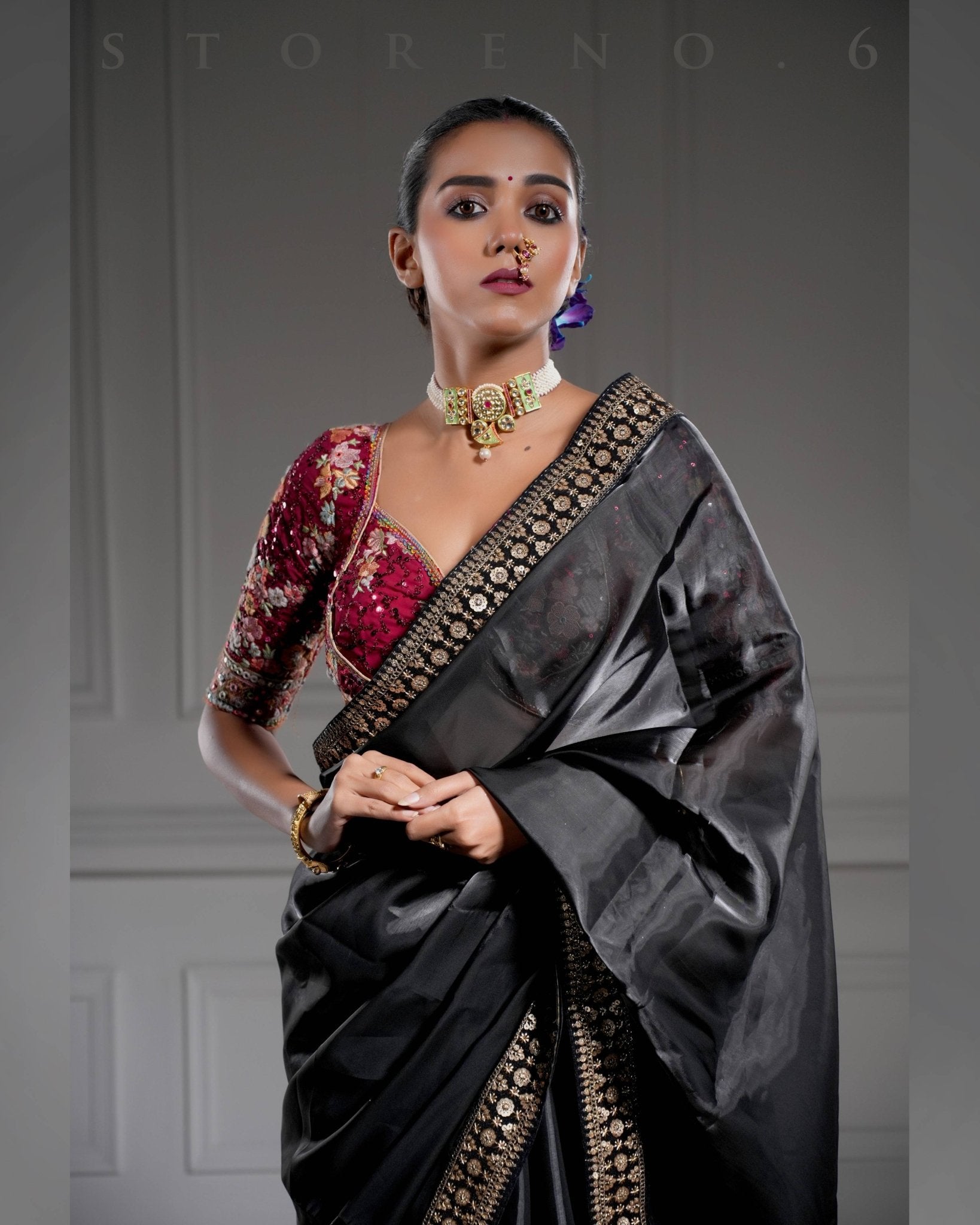 NOOR-E-SIAH-X SAREE WITH RAAKT AFSOON BLOUSE
