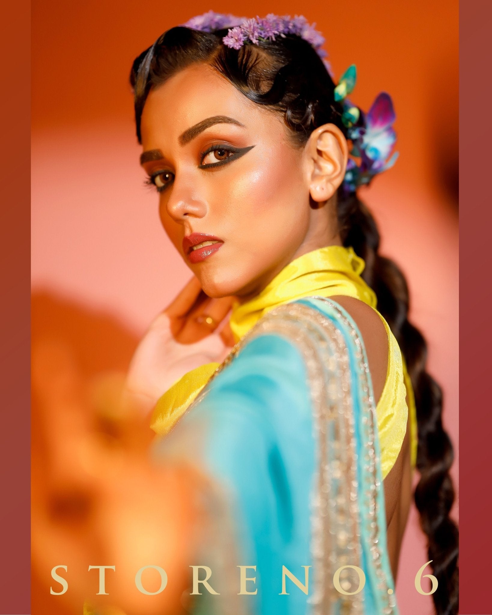 TIMELESS TURQUOISE READY-TO-WEAR SAREE AND BLOUSE SET