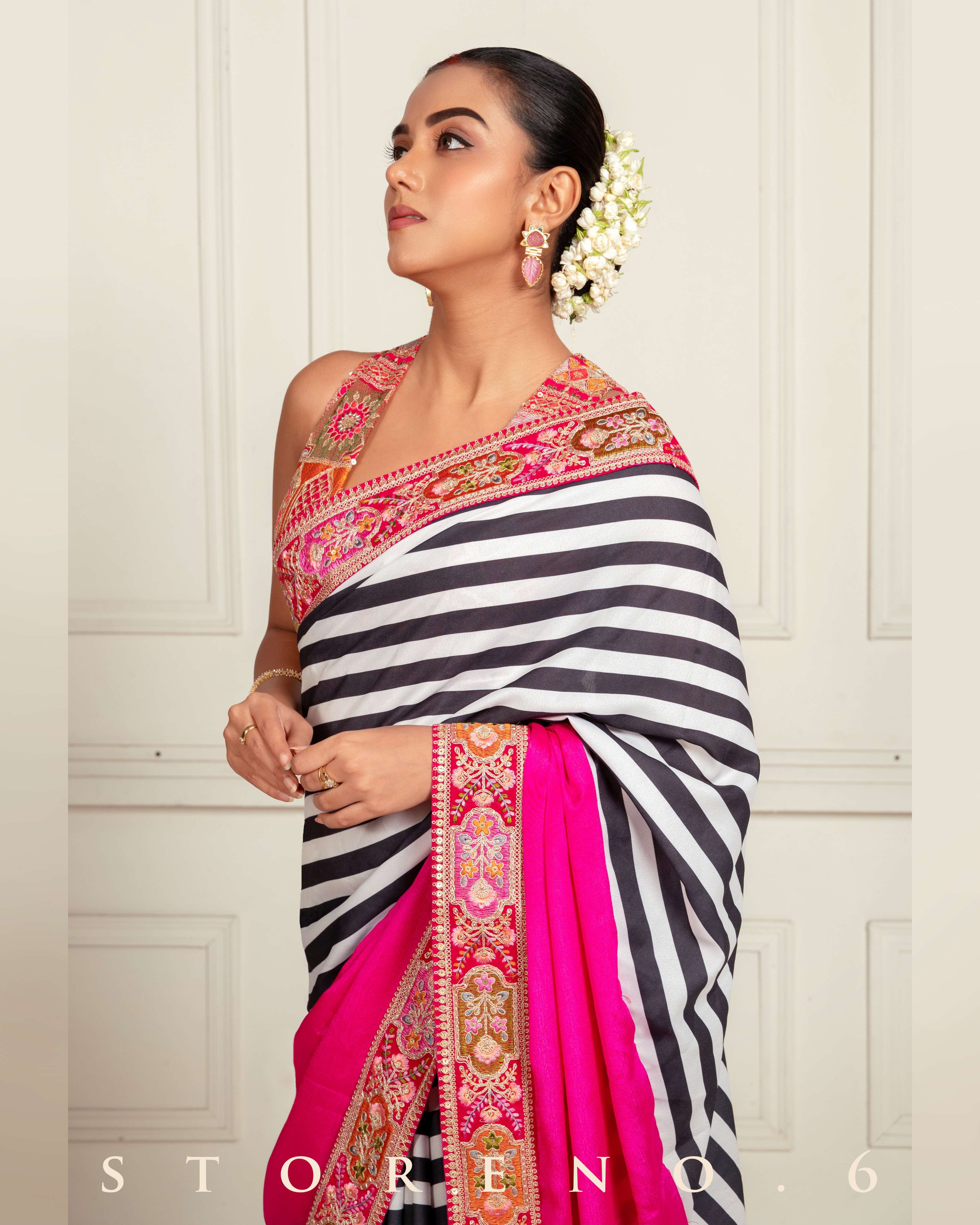 VINTAGE VISION SAREE WITH FUCHSIA FUSION FOXY BLOUSE