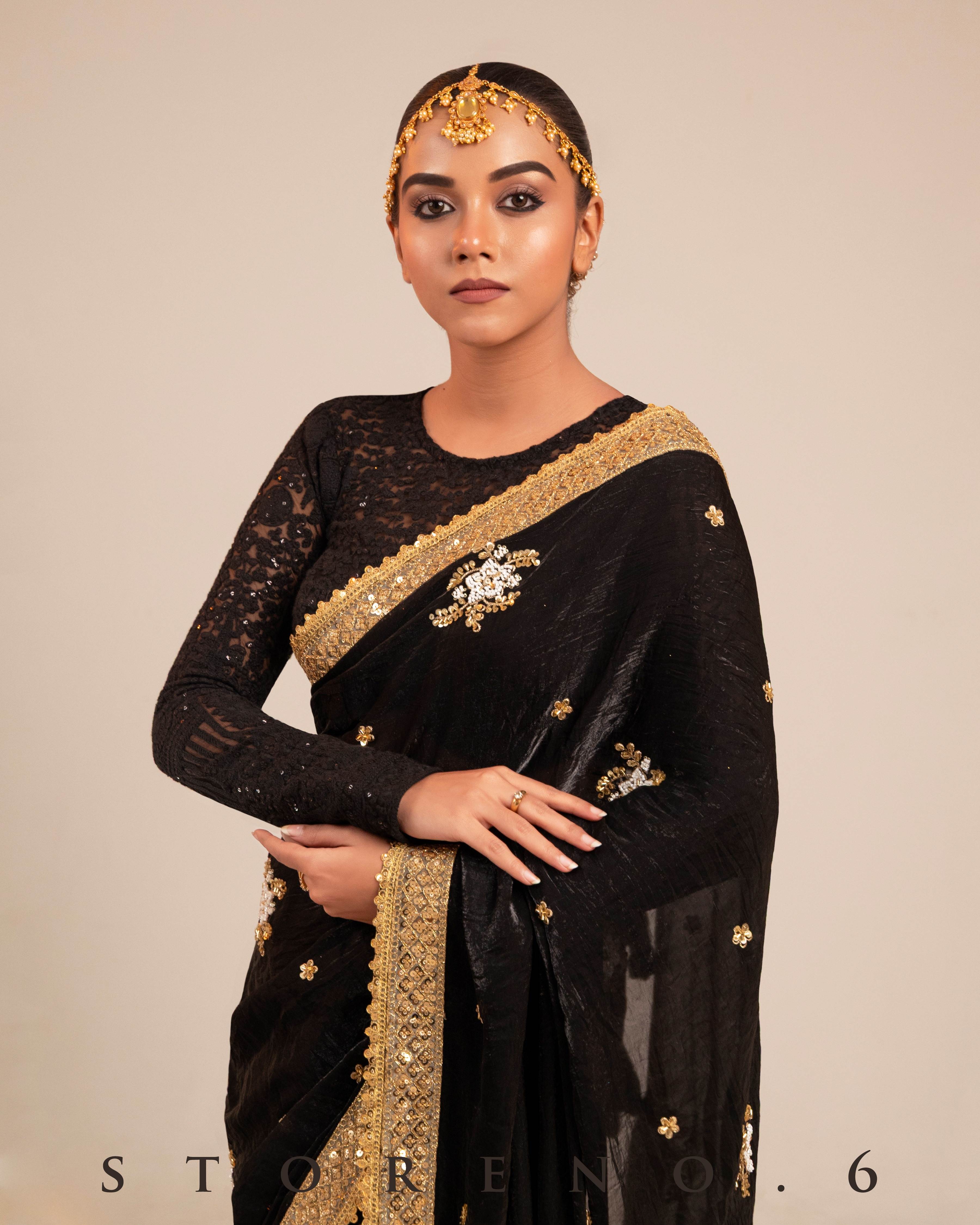 MIDNIGHT MIRACLE SAREE WITH DARK DESIREE BLOUSE