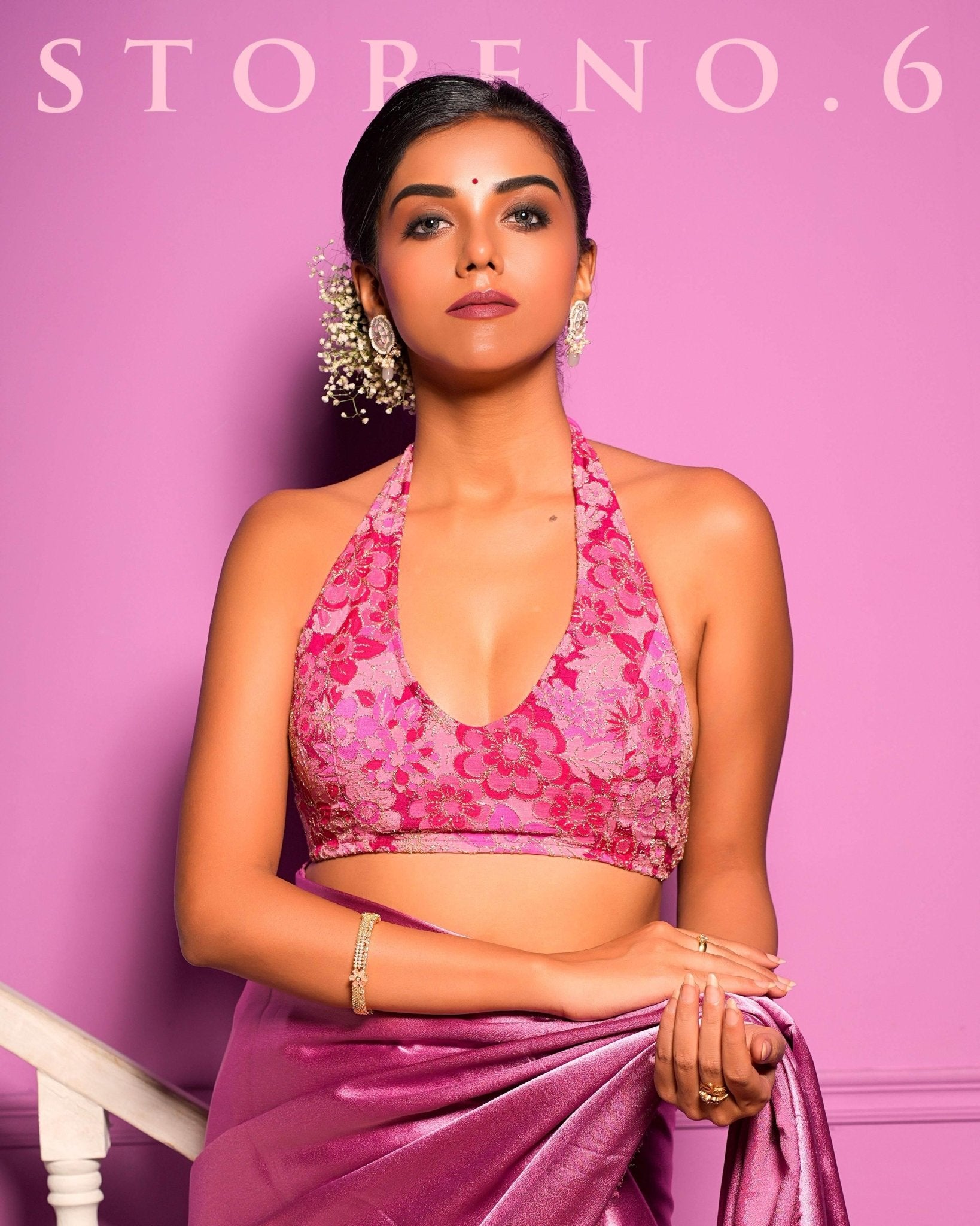 FEISTY FUCHSIA HALTER BLOUSE