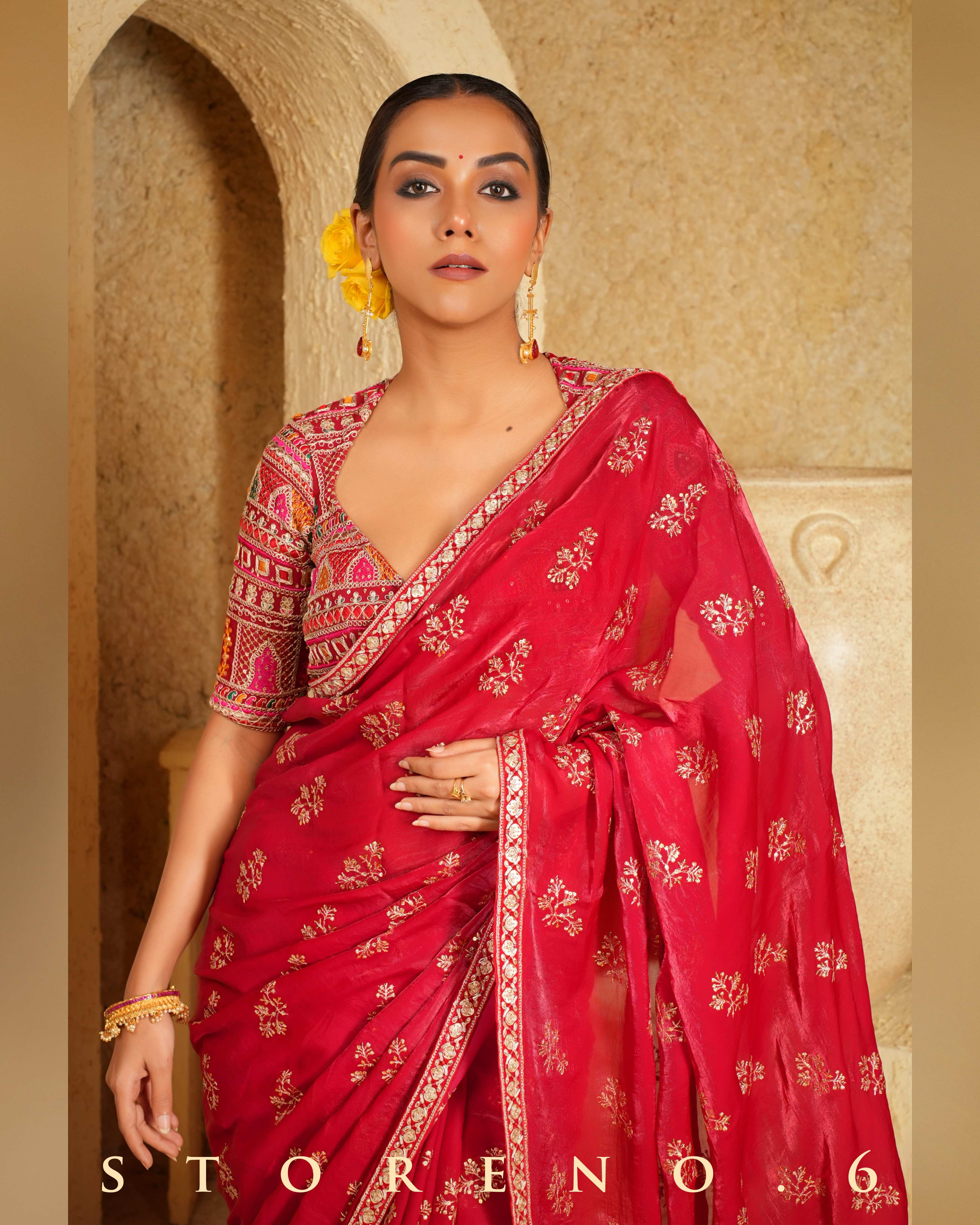 CHILLI CHARISMA SAREE WITH SANGRIA SENSATION CLASSIC BLOUSE